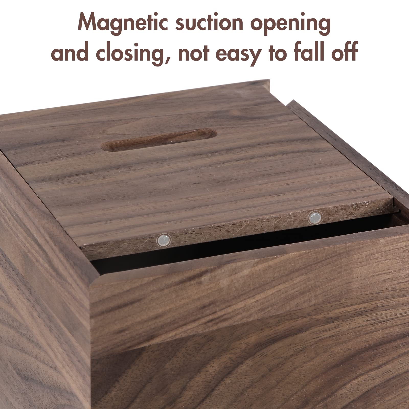 Reviaras Tissue Box Cover, Walnut Wood Tissue Box Cover With Slide-Out Bottom, Tissue Box Cover Square For Bathroom, Bedroom, Di