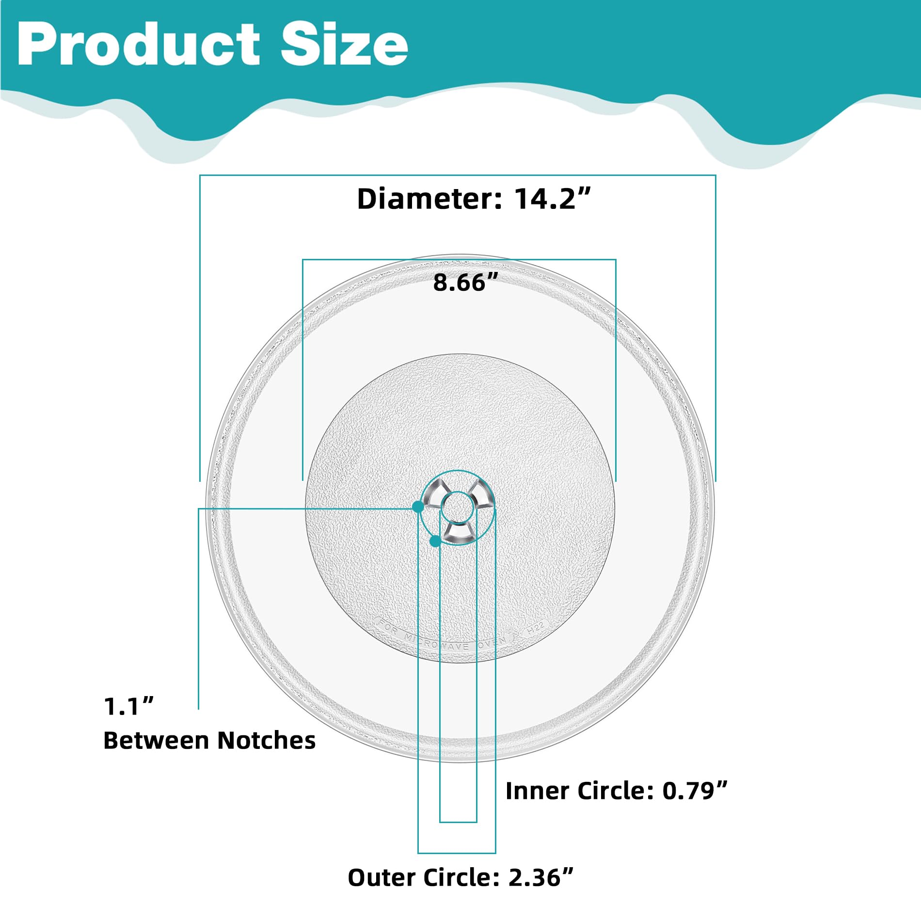 Gemroom 14.2'' Microwave Glass Plate For Ge Microwave Plate Wb49X10063, 14 3/16 Inch Replacement Microwave Glass Plate For Whirl