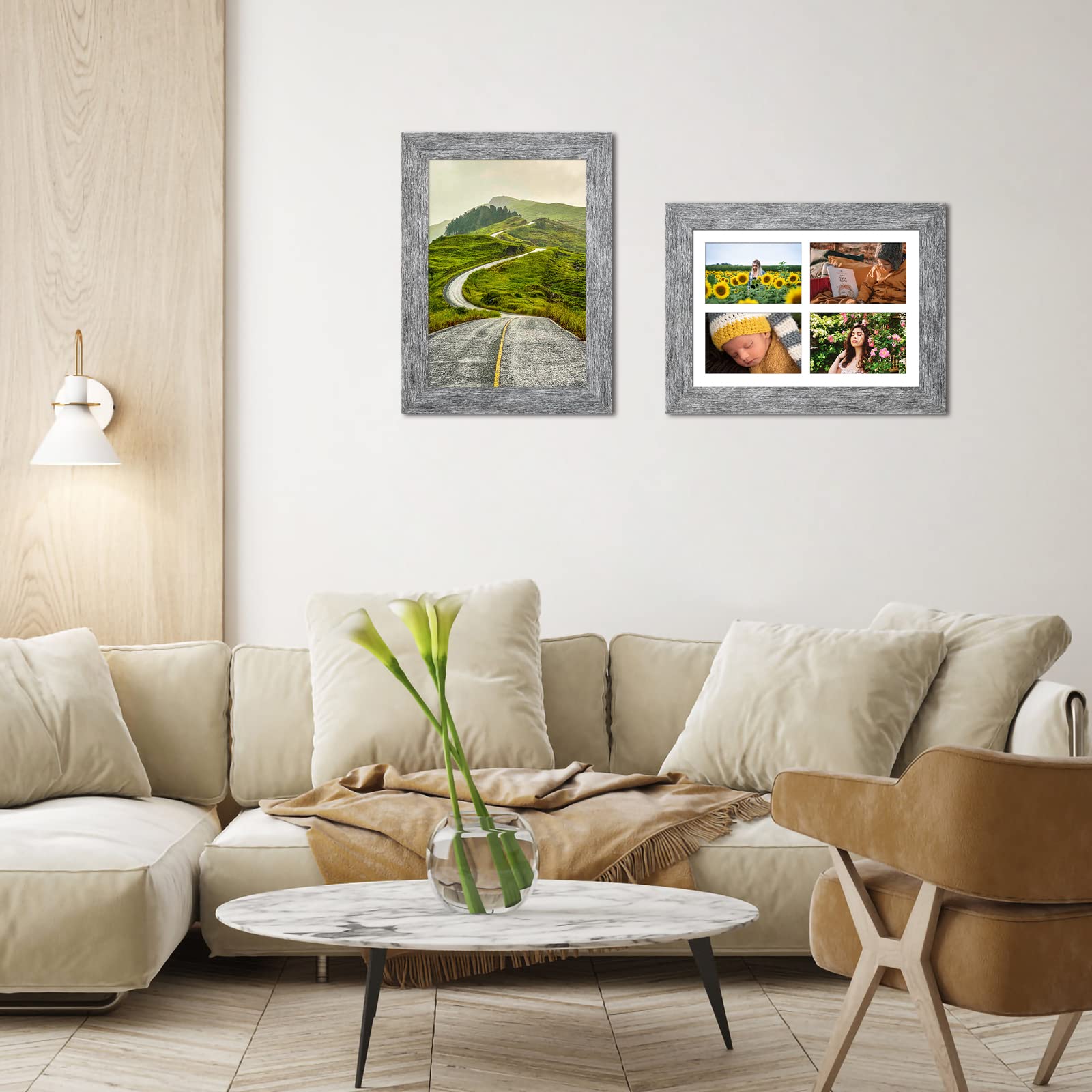 Gaevuian 9x13 Picture Frame Display 4 opening 4X6 Picture Frame Collage,Multi Photo Frame with Mat,Plexiglass,Wall or Tabletop D