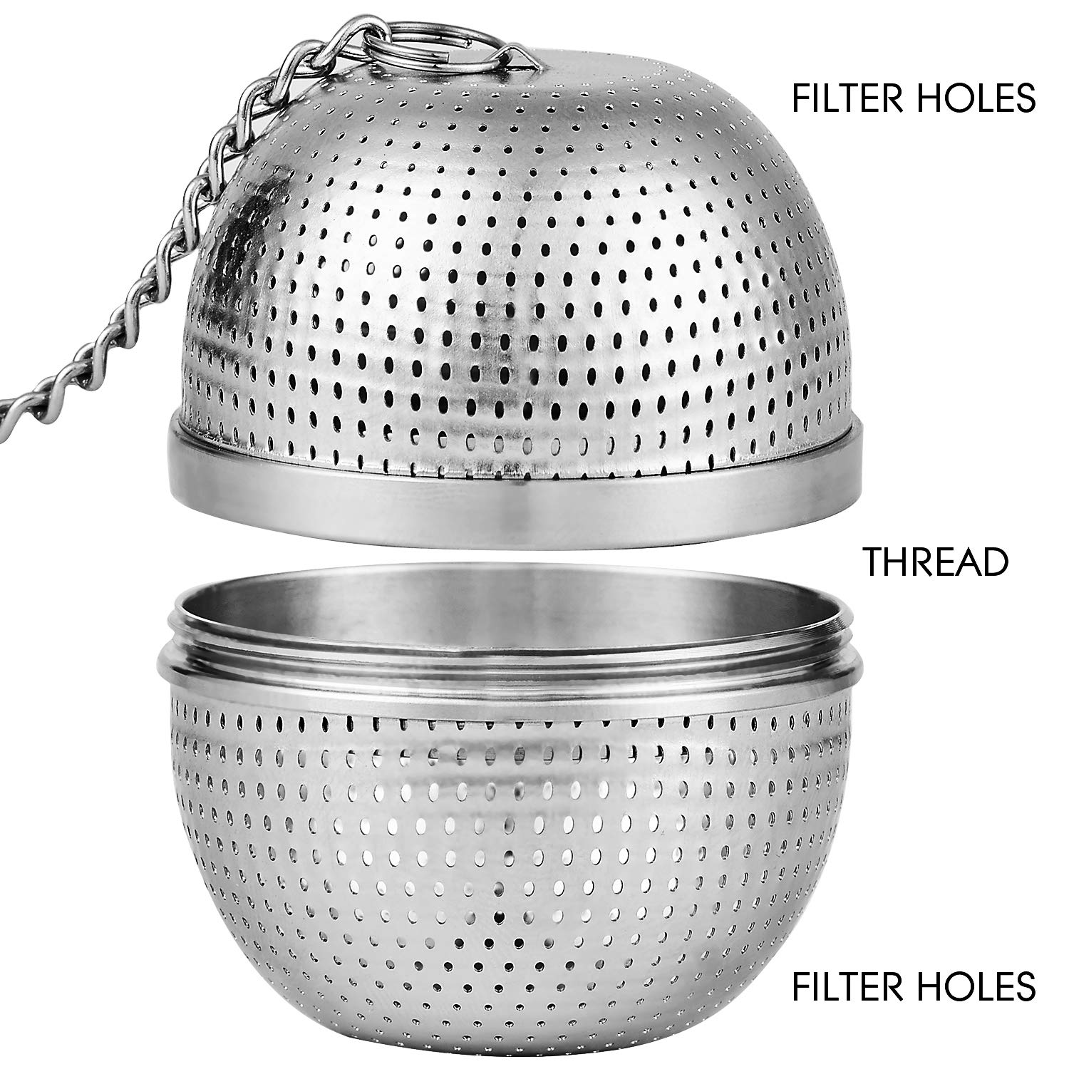 Yeosen Tea Infuser Ball - Tea Strainer Ball For Loose Leaf Tea, Spice Infuser Stainless Steel Mesh, Fine Threaded Connection, 4.