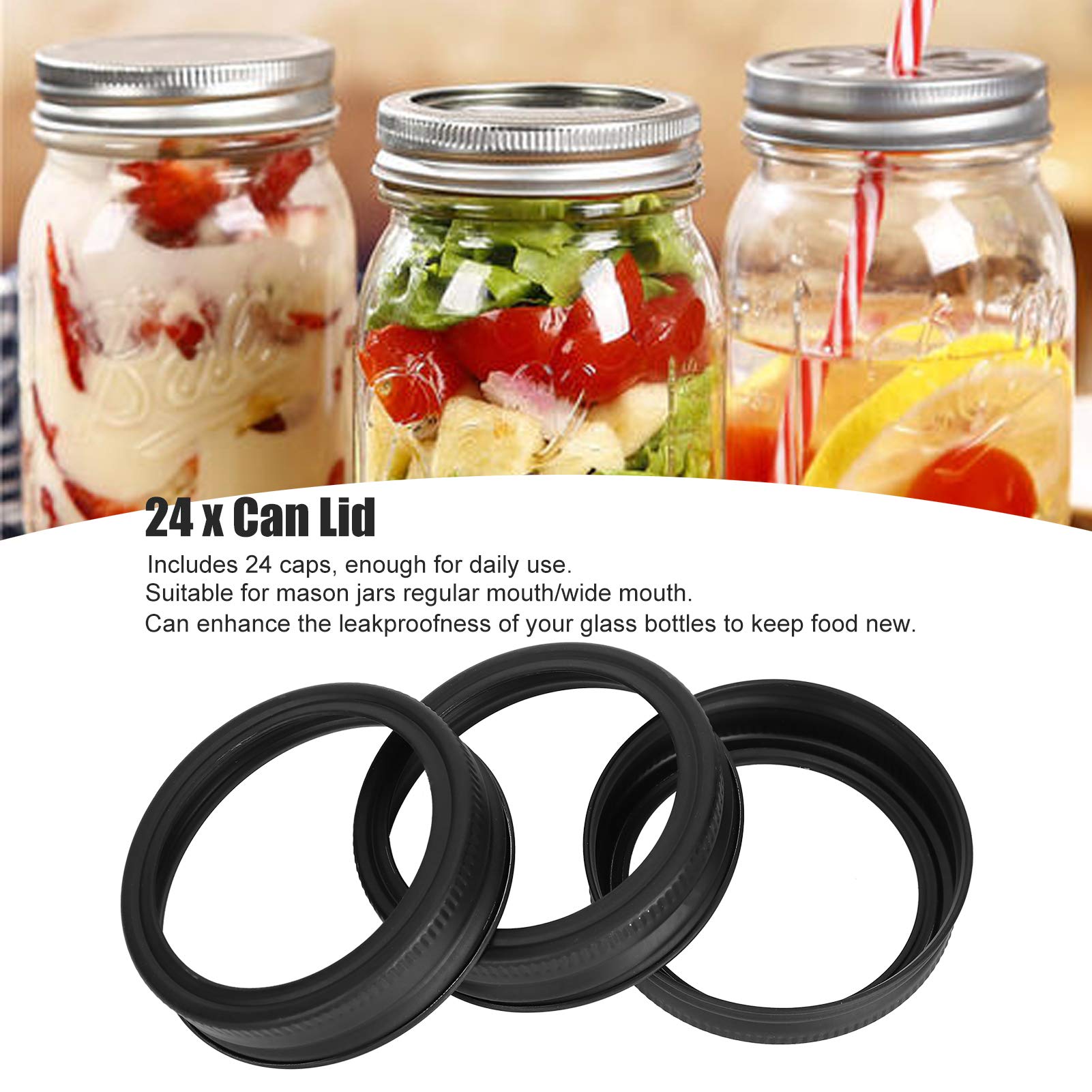 Can Lid, 24 Pcs For Mason Jar Lids, Regular Mouth Canning Lids Lids For Mason Jar Canning Lids Iron Lid Round 70Mm Widemouthed S