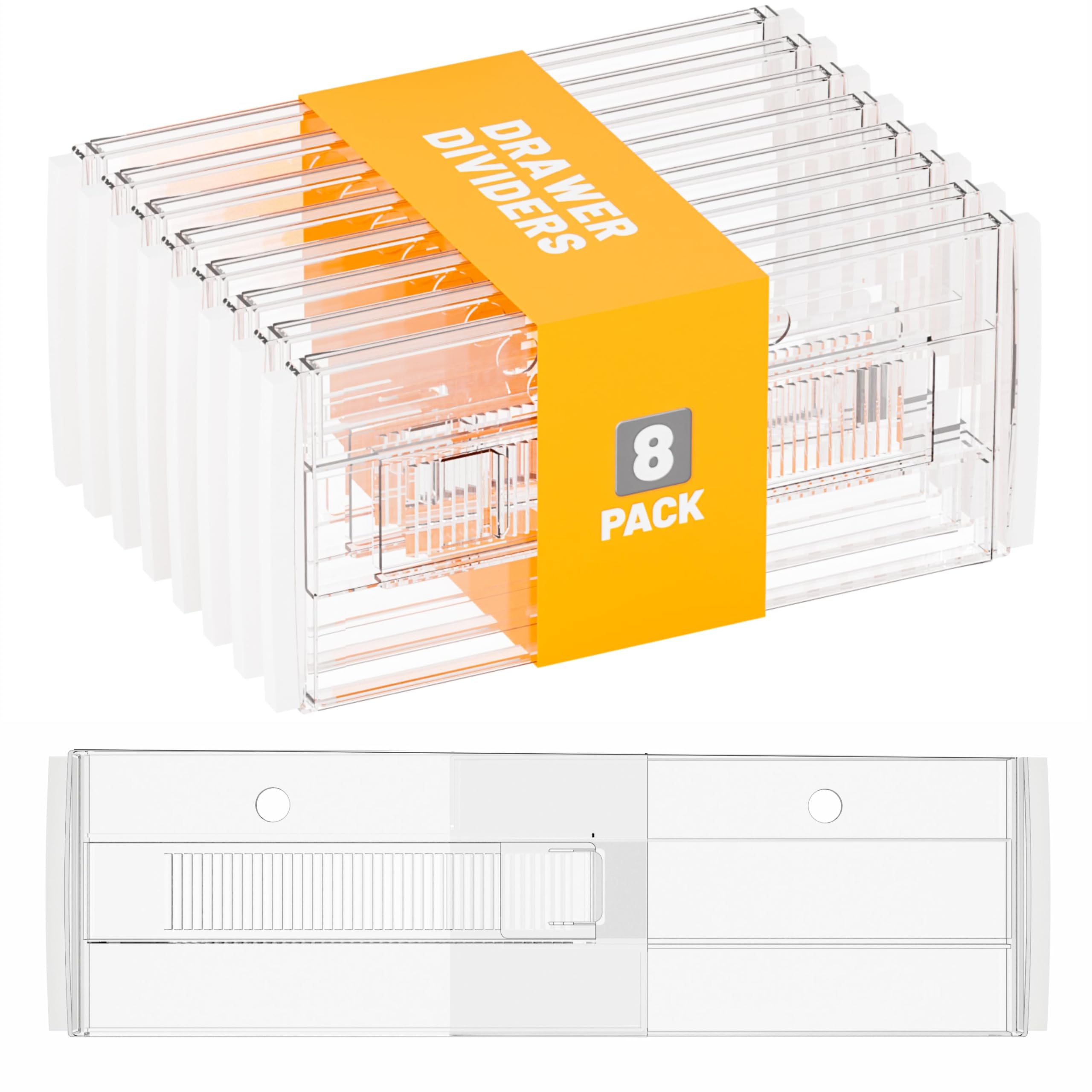 Yieach 8 Pack 6 Inch Tall Acrylic Drawer Divider For ClothesExpandable From 12.318Adjustable Dresser Deep Drawer Dividers F