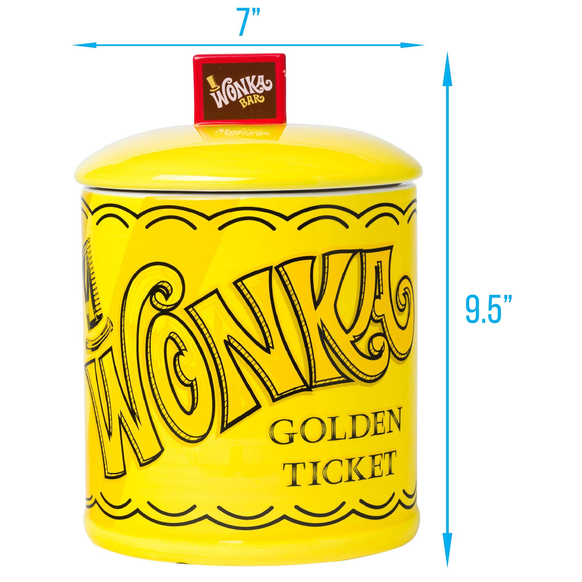 Silver Buffalo Willy Wonka And The Chocolate Factory Wonka Bar Golden Ticket Ceramic Cookie Snack Jar (Large)