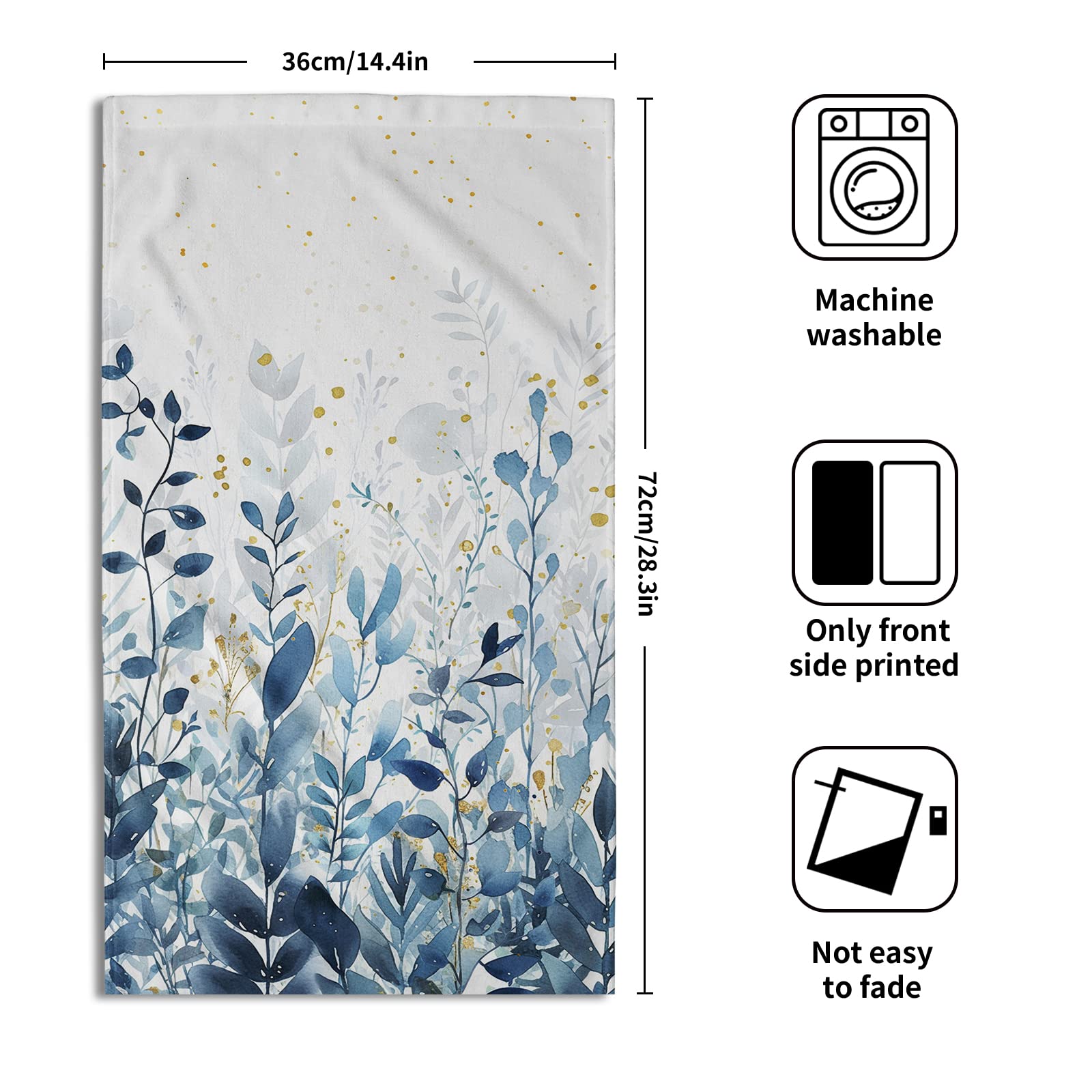 Giwawa Blue Leaves Hand Towels Botanical Leaf Decorative Fingertip Face Towels Set Of 2 Soft Absorbent Dish Towels For Hotel Kit
