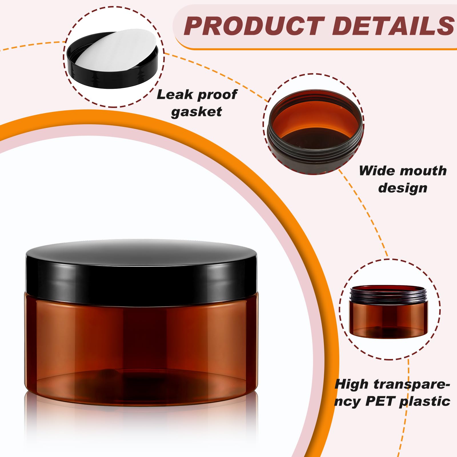 Uiifan 48 Pcs 8 Oz Plastic Cosmetic Jars With Lids And Labels Empty Refillable Cosmetic Leak Proof Containers Lotion Jars For Cr