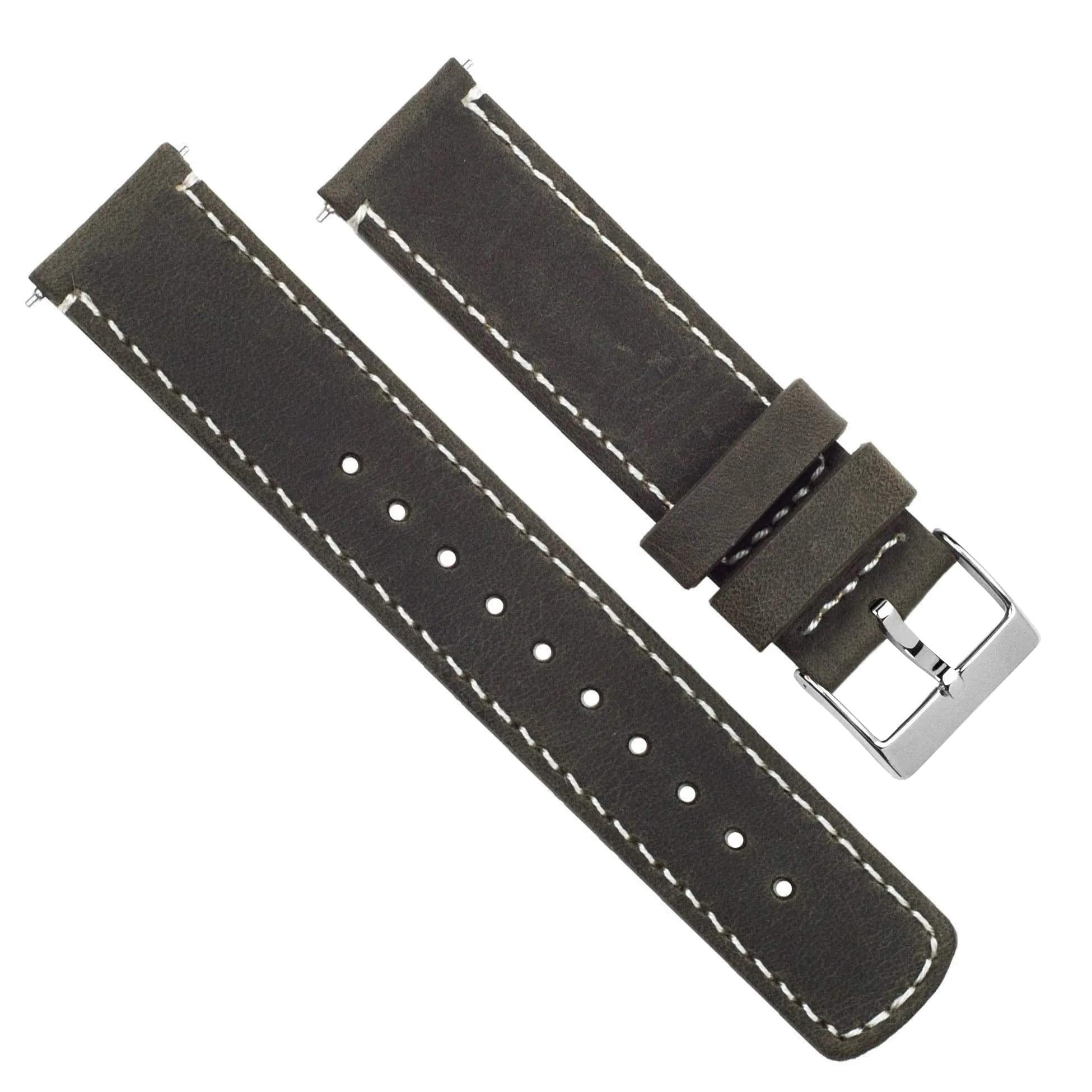 23Mm Espressolinen Barton Quick Release Top Grain Leather Watch Band Strap