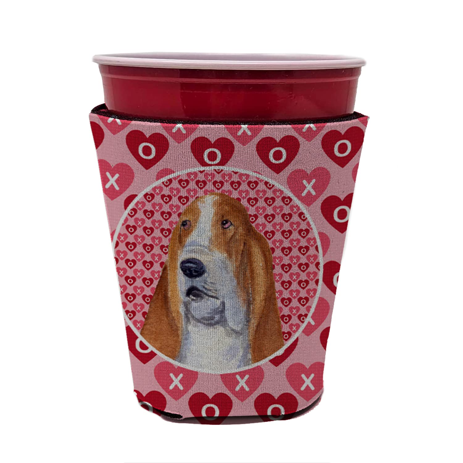 Basset Hound  Red Solo Cup Beverage Insulator Hugger