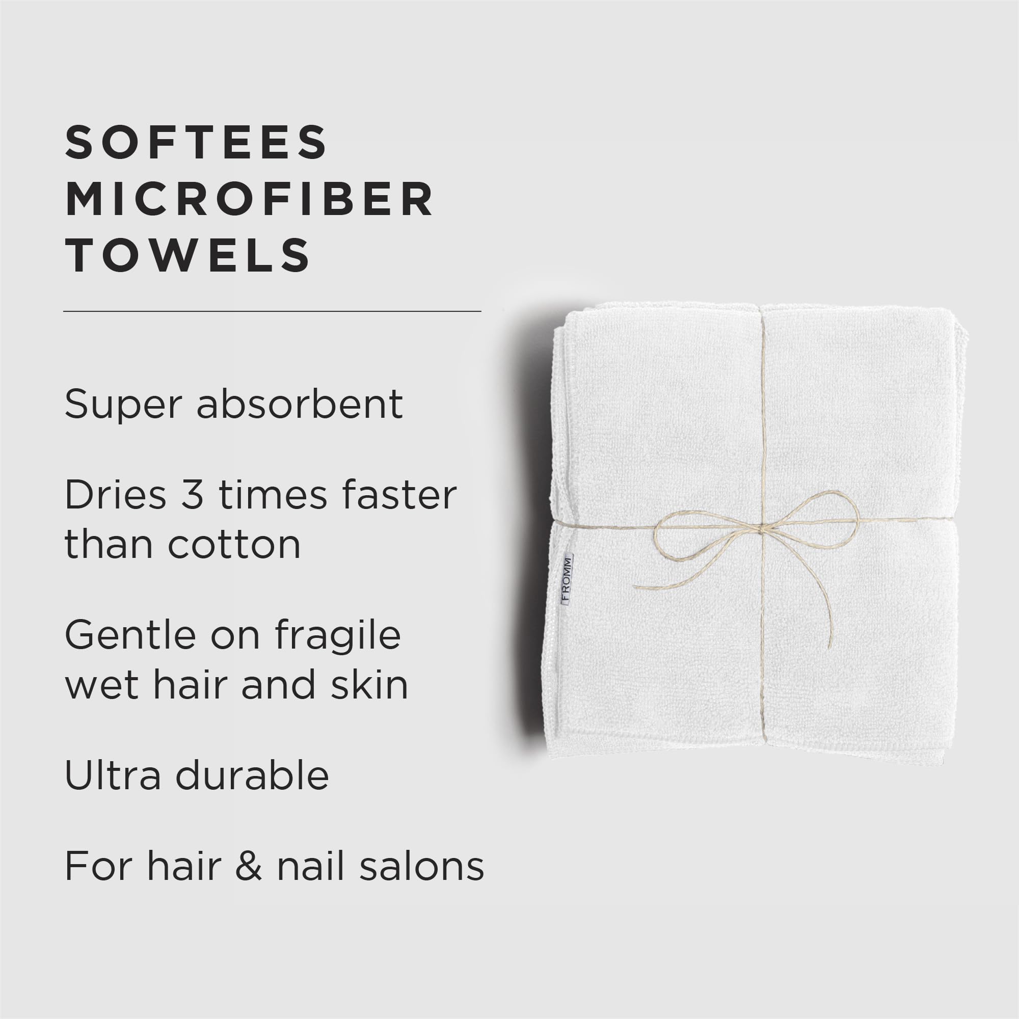 Fromm Softees Microfiber Salon Hair Towels for Hairstylists, Barbers, Spa, Gym in White, 16'' by 29'', 10 count Perfect Hair Car