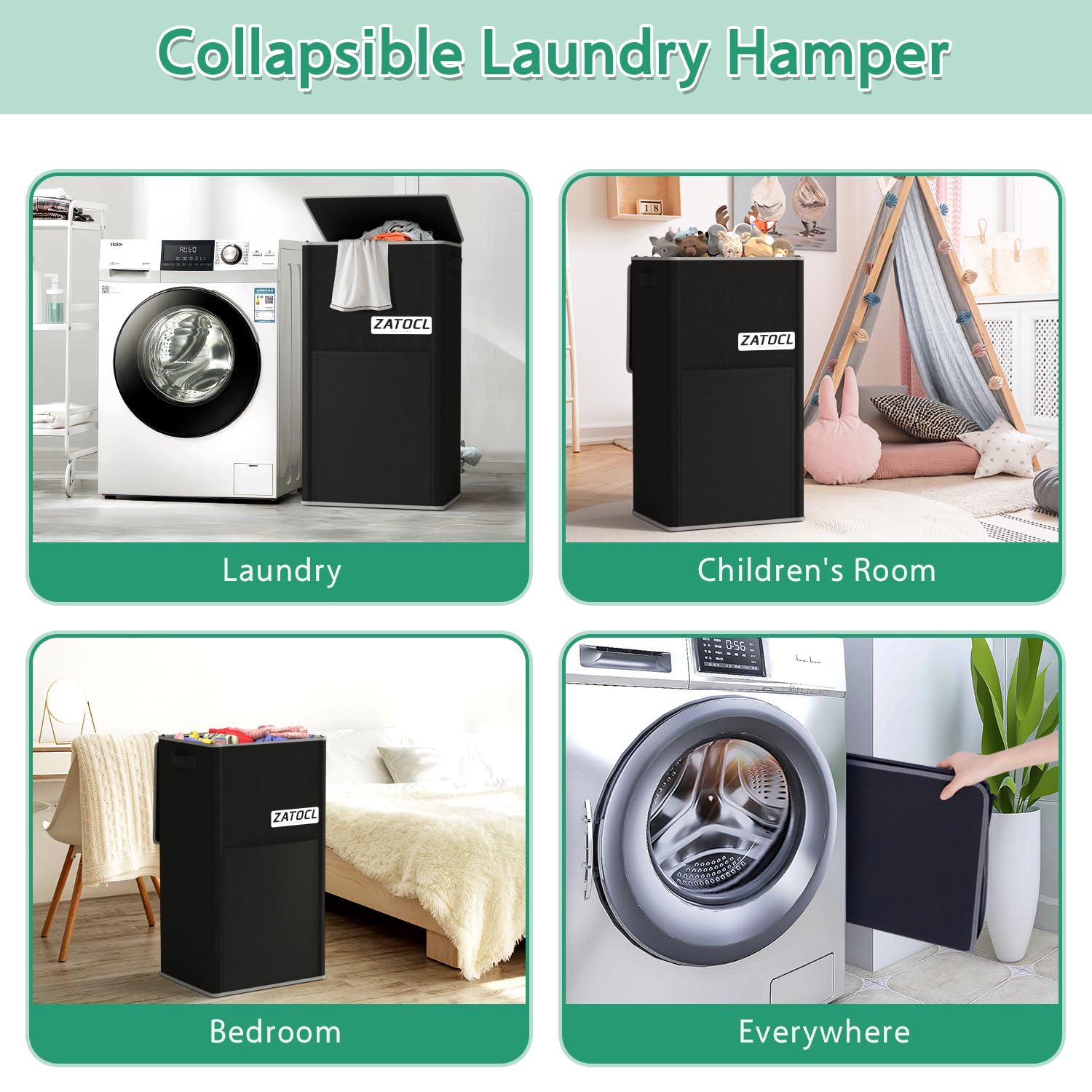 Laundry Hamper With Lid 110L, Laundry Basket Clothes Hamper With Washing Bag & Front Mesh Bag, Large & Tall Hampers For Bedroom
