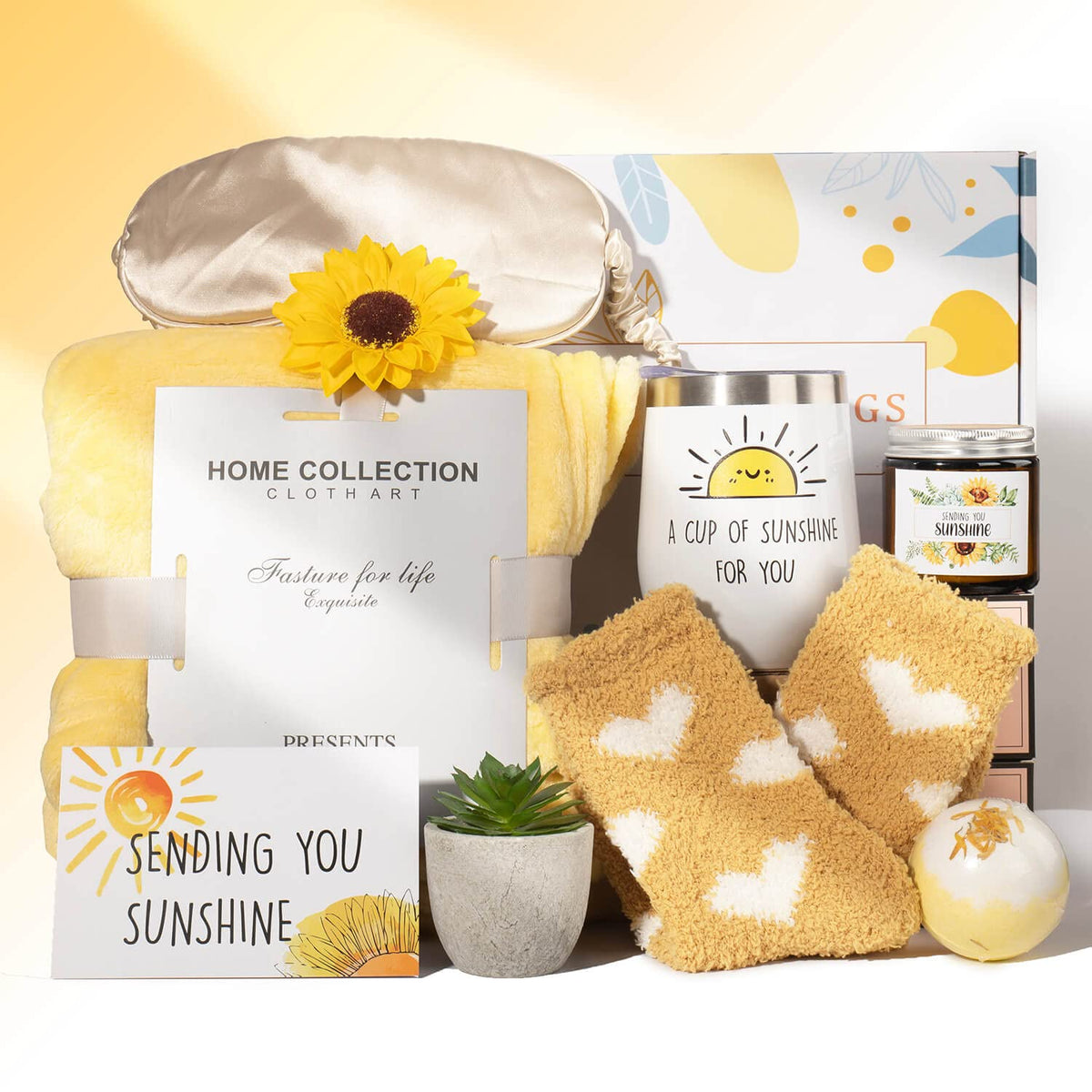 Sunshine Gifts, 10 Pcs Sunflower Gifts For Women, Get Well Soon Gifts For Women, Care Package For Women,Self Care Gifts For Wome