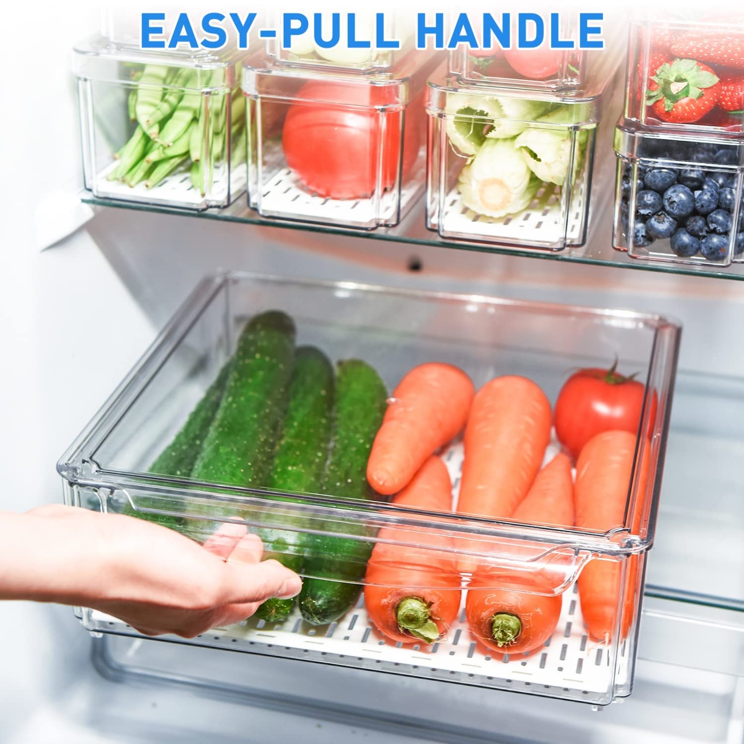 Pomeat 10 Pack Fridge Organizer  Stackable Refrigerator Organizer Bins with Lids  BPA-Free Produce Fruit Storage Containers for Storage Clear for Food  Drinks  Vegetable Storage
