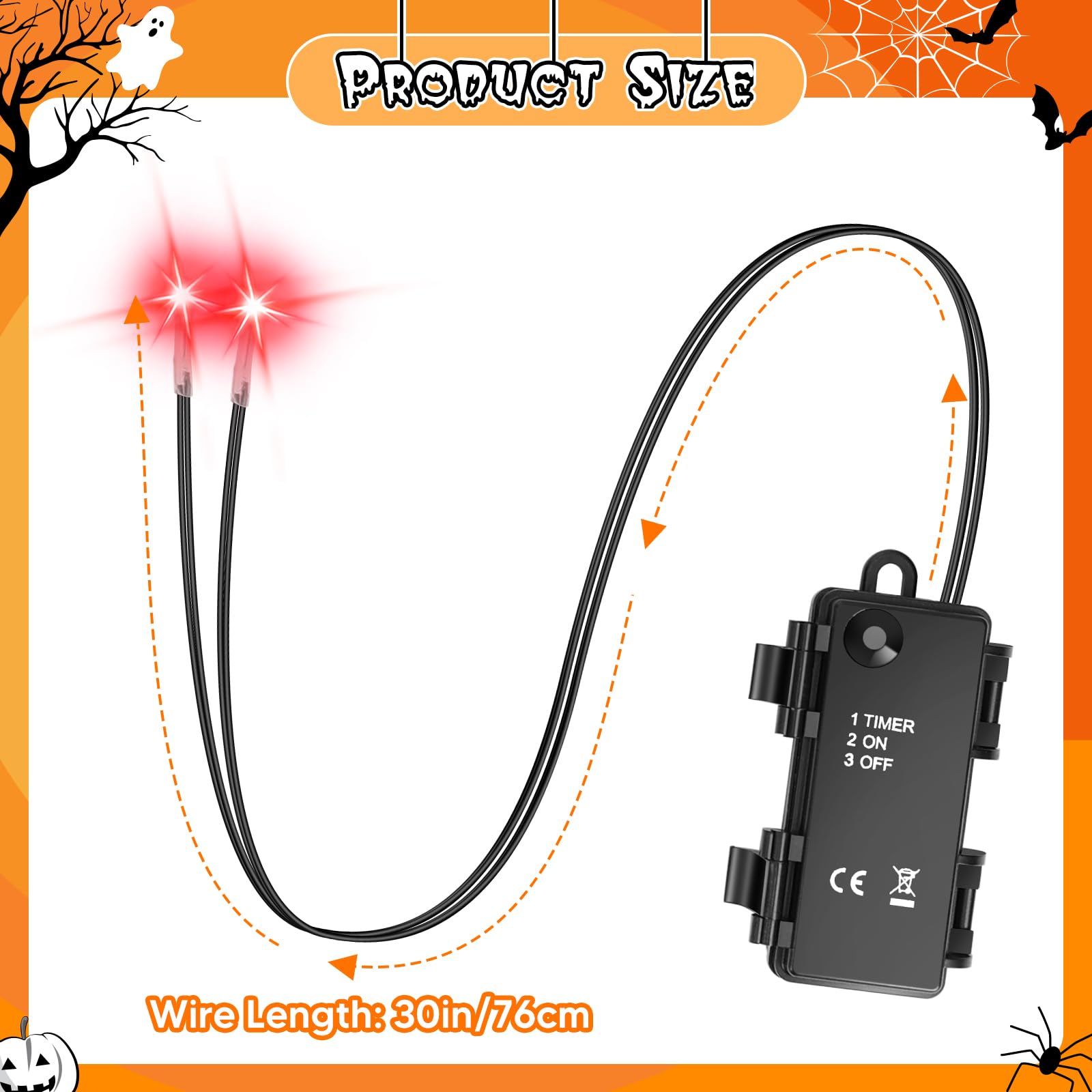 Mkway 6 Pcs Halloween Led Glowing Eyes with Timer, Light Up Eyes for Skeleton Horror DIY Masks Pumpkins Tombstones Props(Batteri