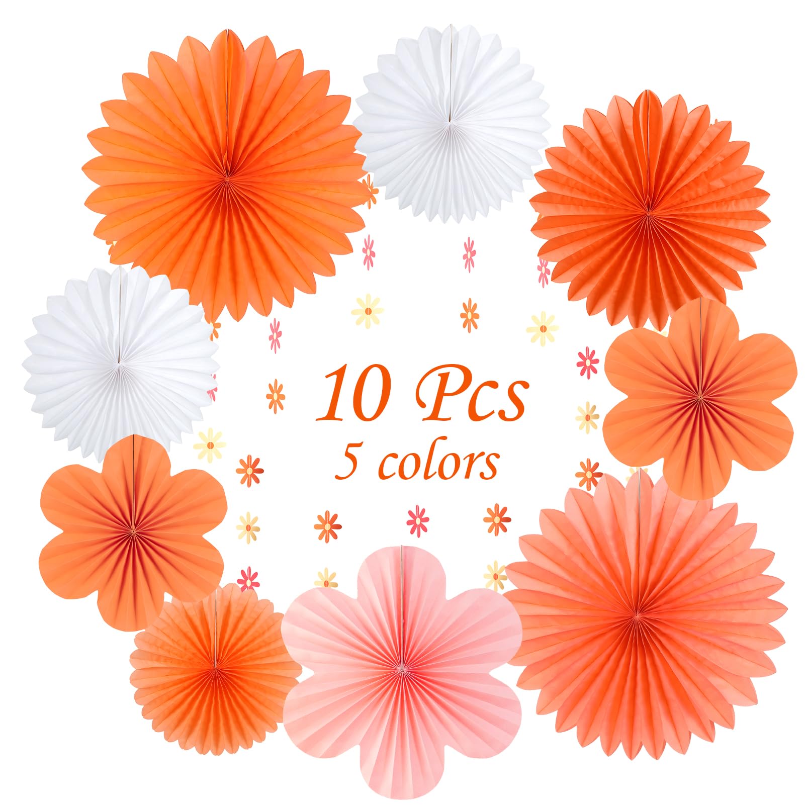 Sunbeauty Paper Fans Decorations Pink And Orange Party Decorations Flower Party Decorations Classroom Decoration Paper Floral Ba