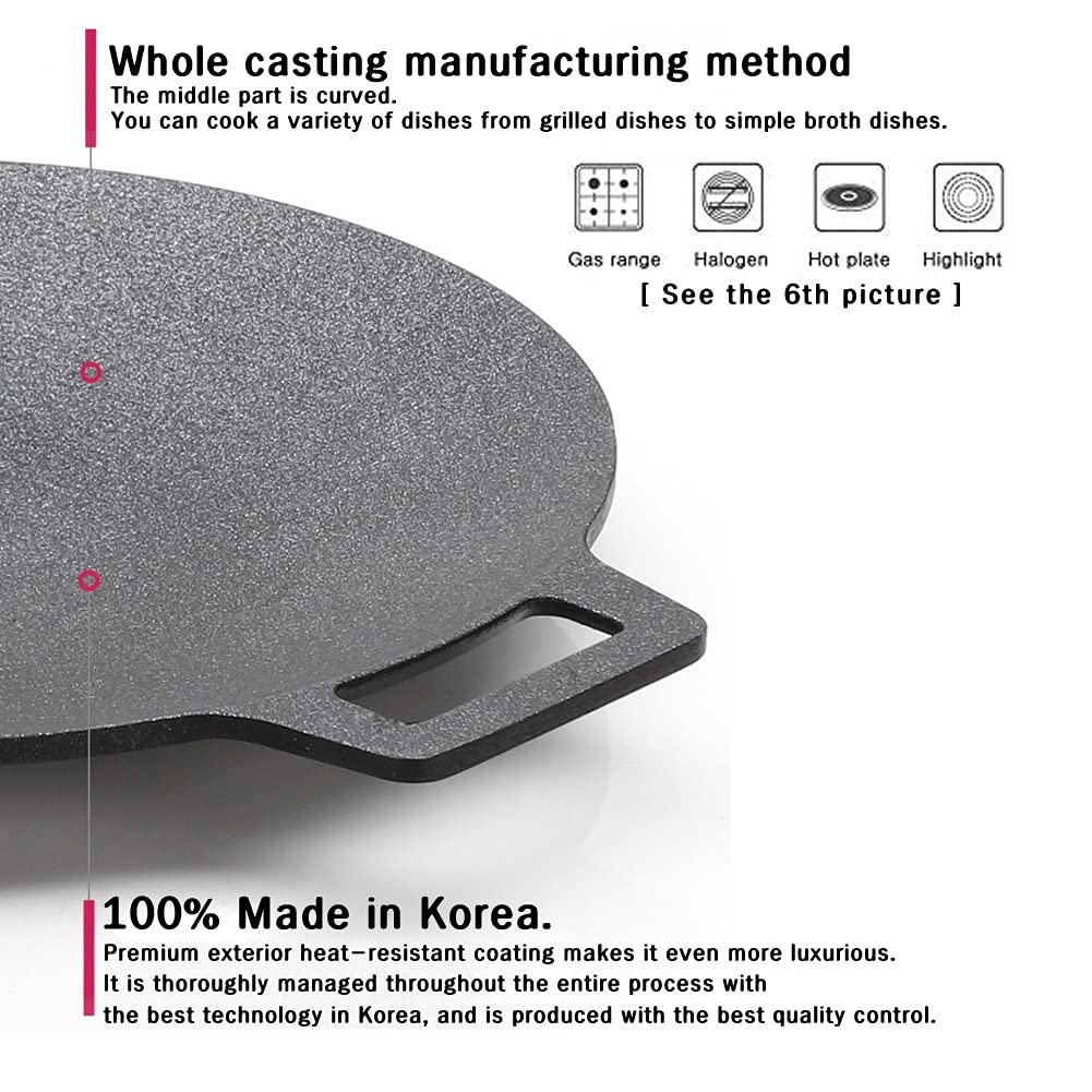 Scsp - Korean Bbq Grill Non-Stick Grill Circular Size 13 Inches[Bag Included] Made In Korea/Natural Material 6 Layer Coating/Can