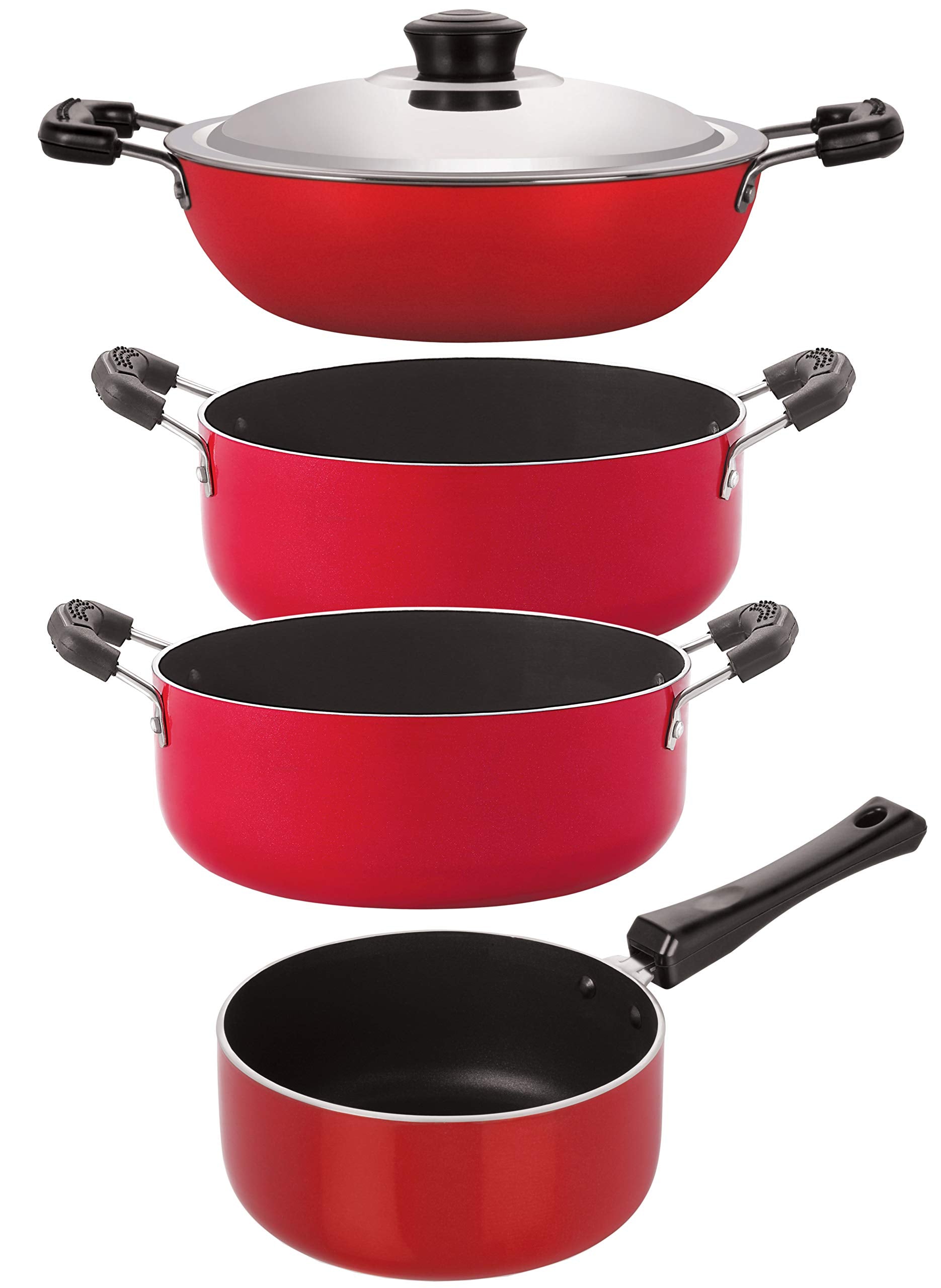 Nirlon NonStick Aluminium Heat Resistance Cookware Set Of 4Pcs With Bakelite Handle (Dkd(B)_Sp(M)_Cs20_Cs24)