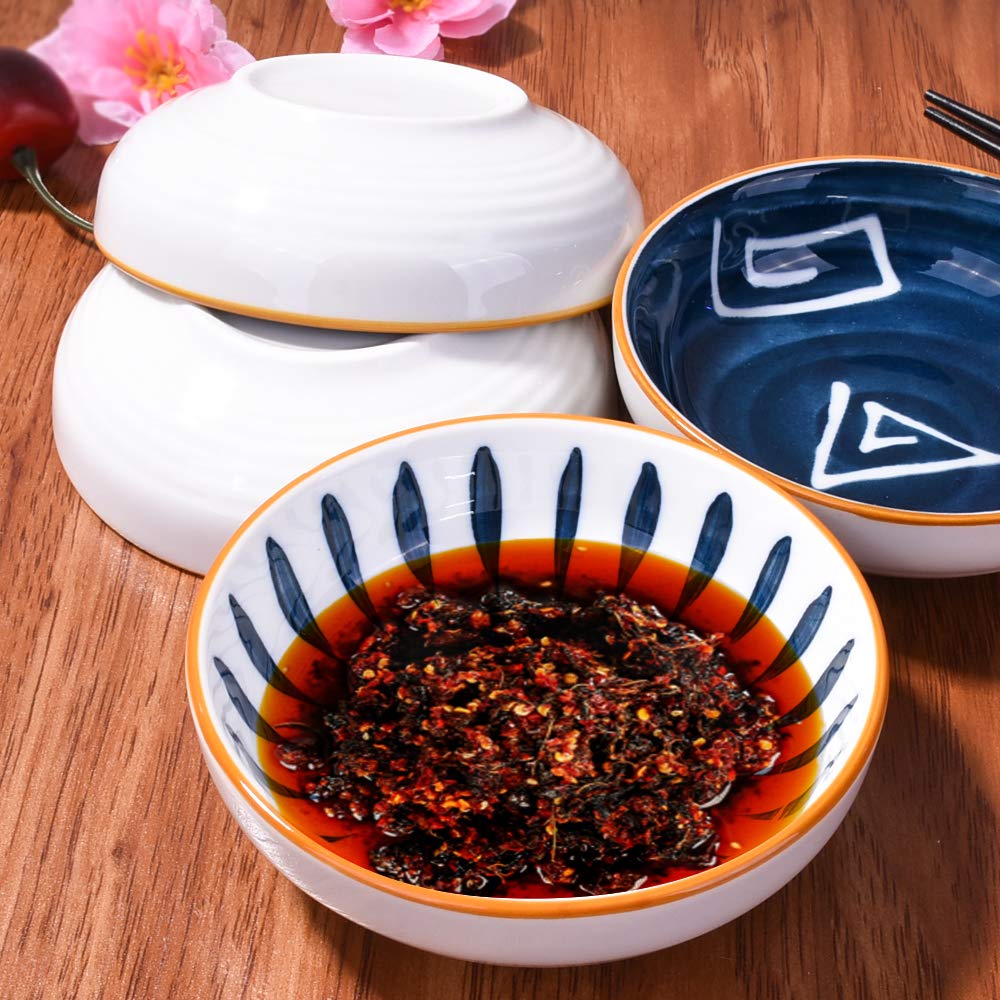 Cerficer Japanese Side Dishes Set Of 4, Soy Sauce Dishes, Dipping Bowls Set