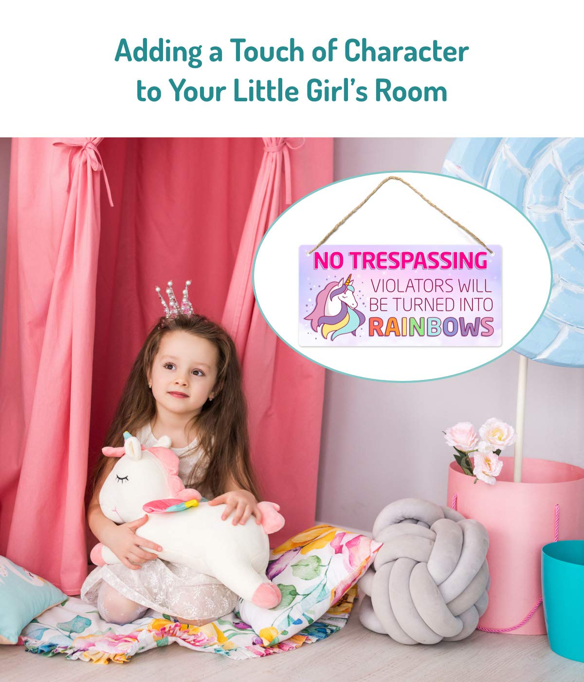 Unicorn Decor for Girls Room, Decorations For Bedroom, 12x6 PVC Plastic Decoration Hanging Sign