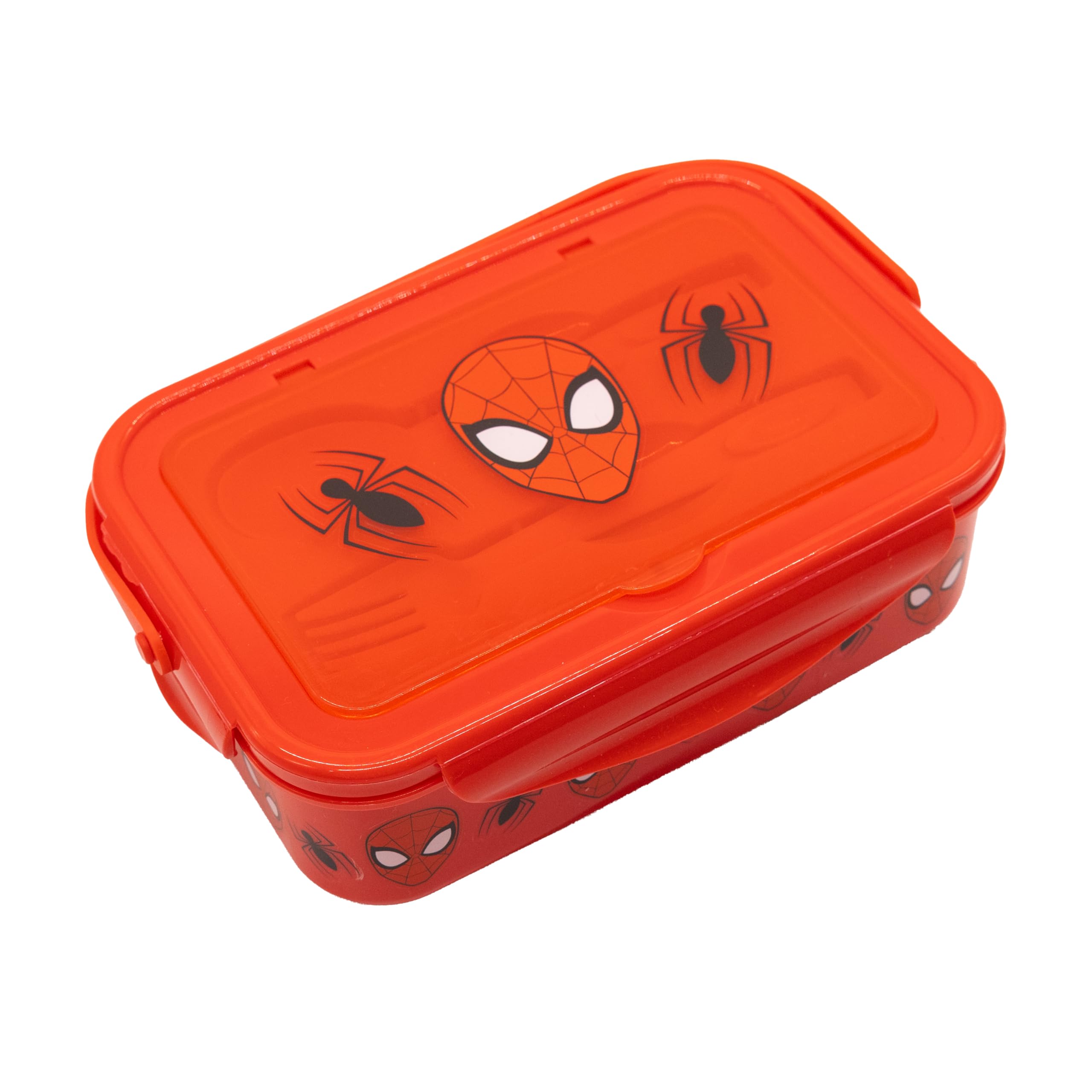 Fast Forward Spiderman Bento Lunch Box for Kids | Marvel Food Container with Utensils | BPAFree Toddler Lunch Kit with 3 Compar