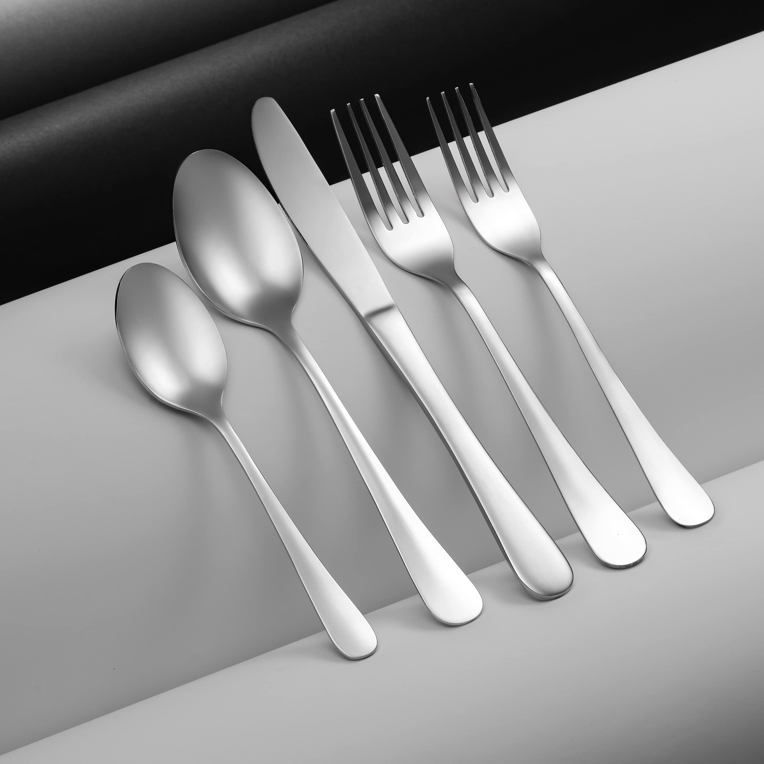 Godinger Silverware Set, Flatware Set, Matte Finish Stainless Steel Cutlery Silverware Flatware Sets, 20 Piece Set, Service For