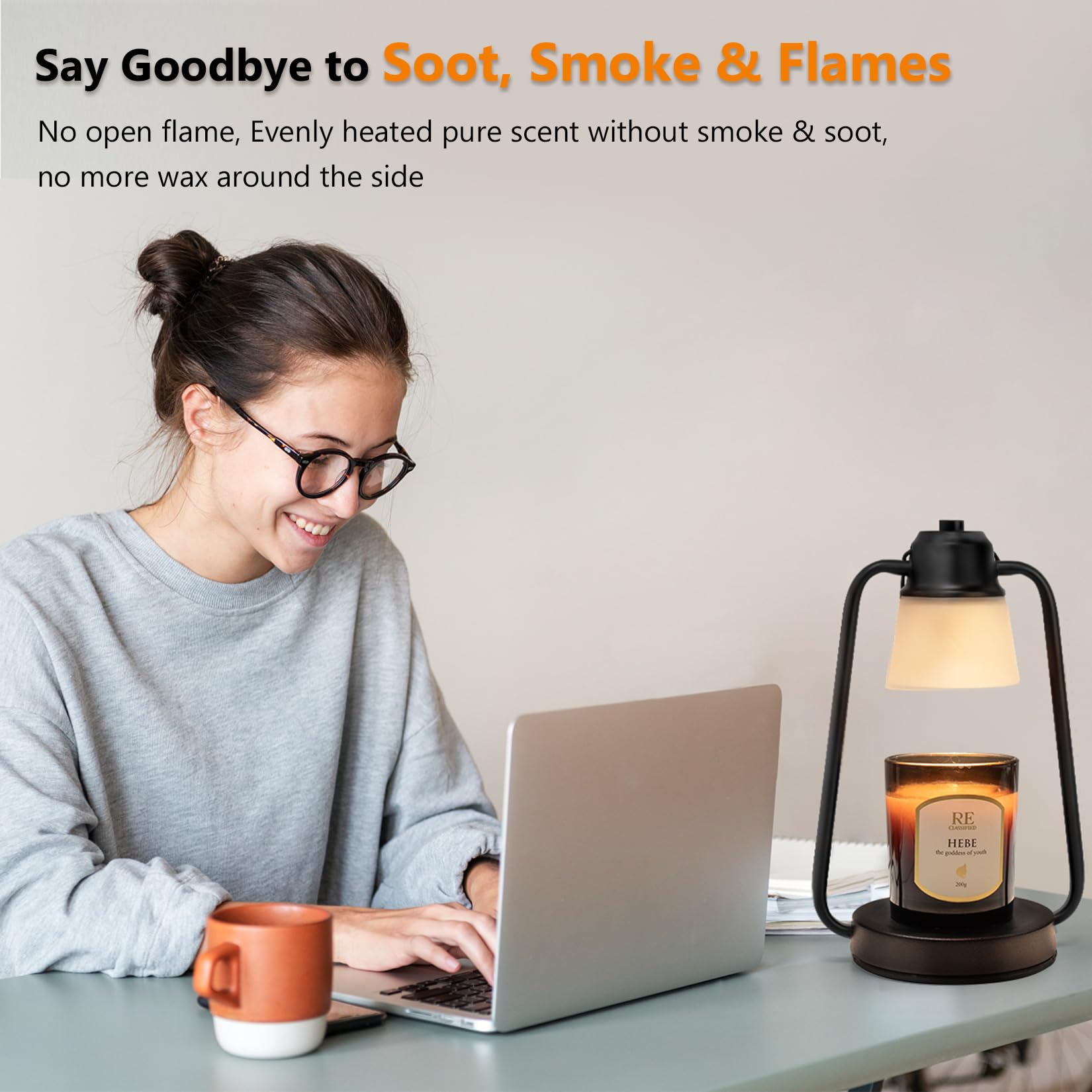 MAOYUE Candle Warmer Lamp with 2 Bulbs Compatible with Jar Vintage Electric Dimmable Candle Melter Top Melting for Scented Wax f