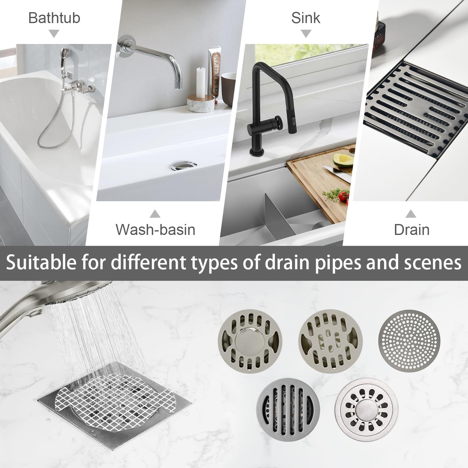 Invihug 25 Pack, Disposable Shower Drain Hair Catcher Mesh Stickers, Drain Hair Catchers For Shower