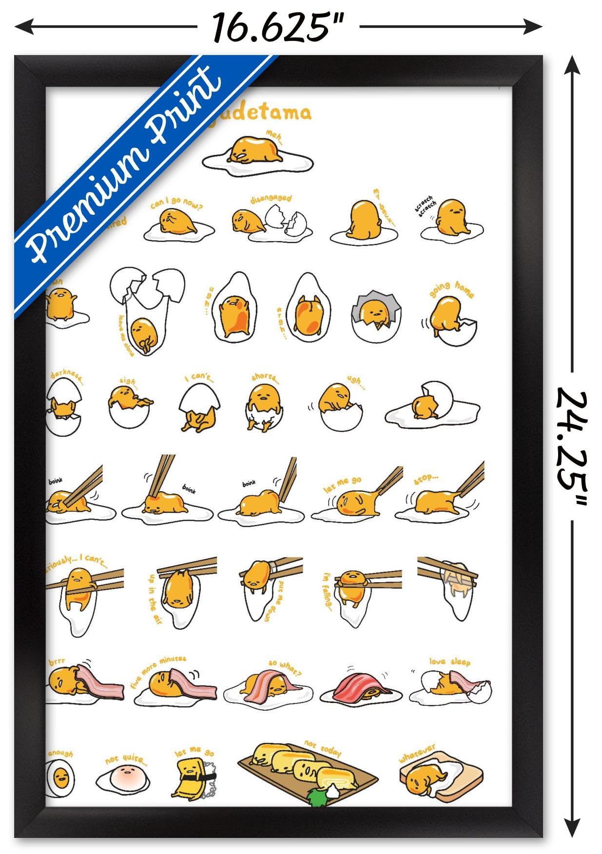 Trends International Gudetama - Grid Wall Poster, 14.725'' X 22.375'', Black Framed Version