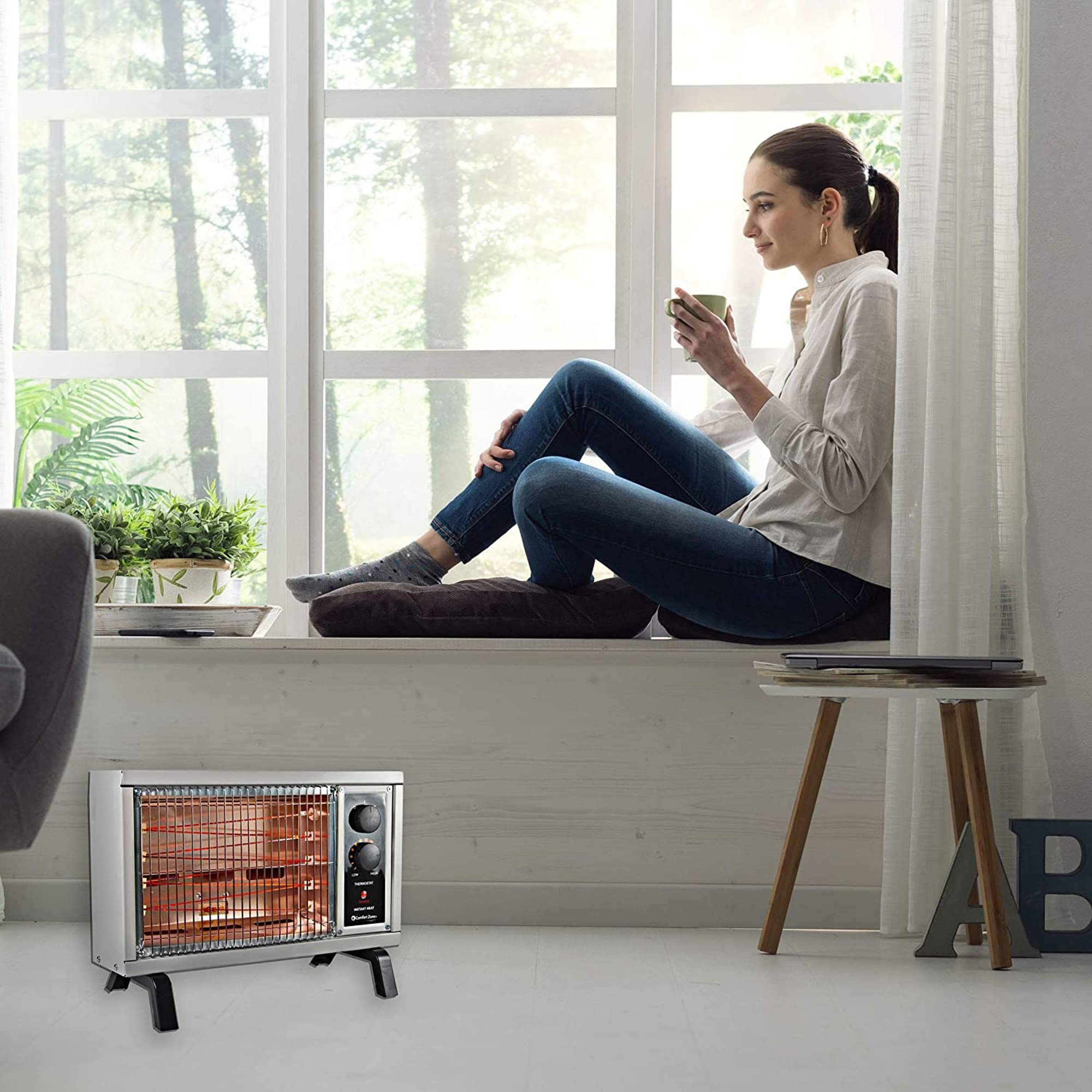 Comfort Zone Cz550 1500 Watt Portable Electric Indoor Radiant Wire Element Space Heater With Adjustable Temperature For The Home