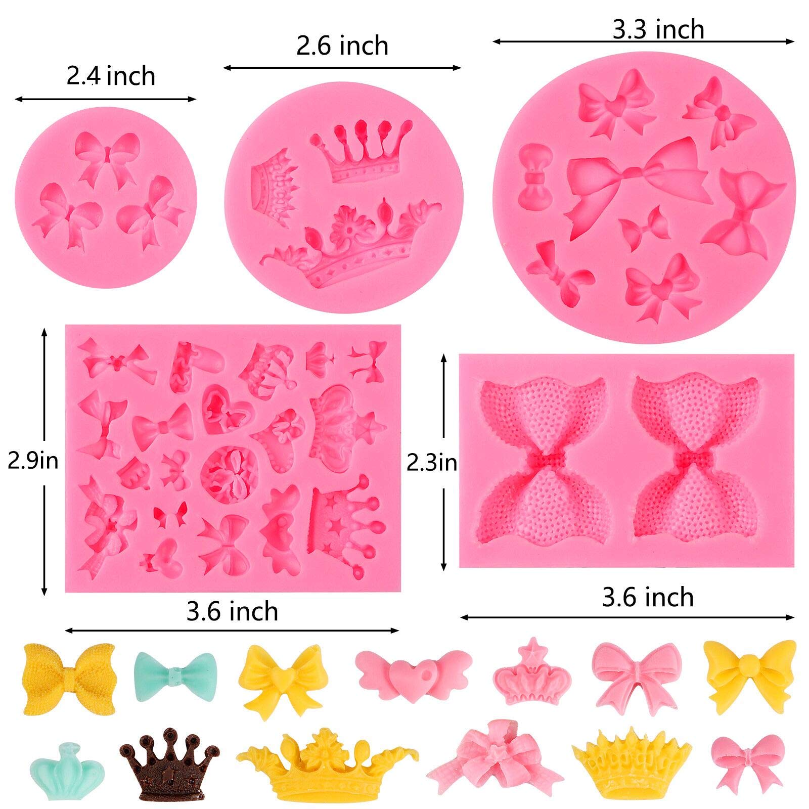 Bow Silicone Fondant Mold Crown Chocolate Candy Mold Cupcake Top Decoration, Pastry, Biscuit Decoration, Chocolate, Jewelry, Diy