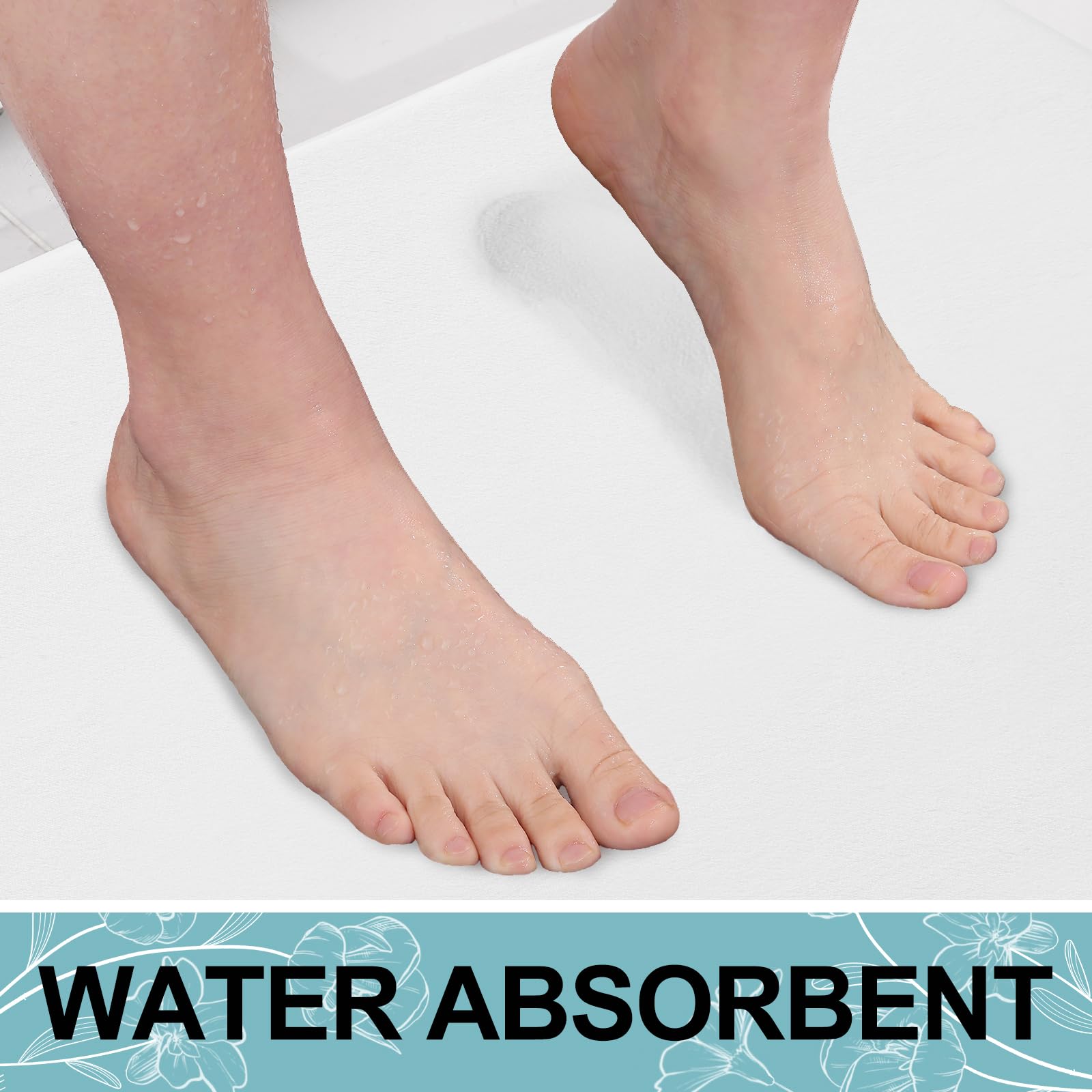 Smiry Memory Foam Bath Mat 47'' X 17'', Extra Soft Absorbent Bathroom Rugs Non Slip Bath Rug Runner For Shower Bathroom Floors,