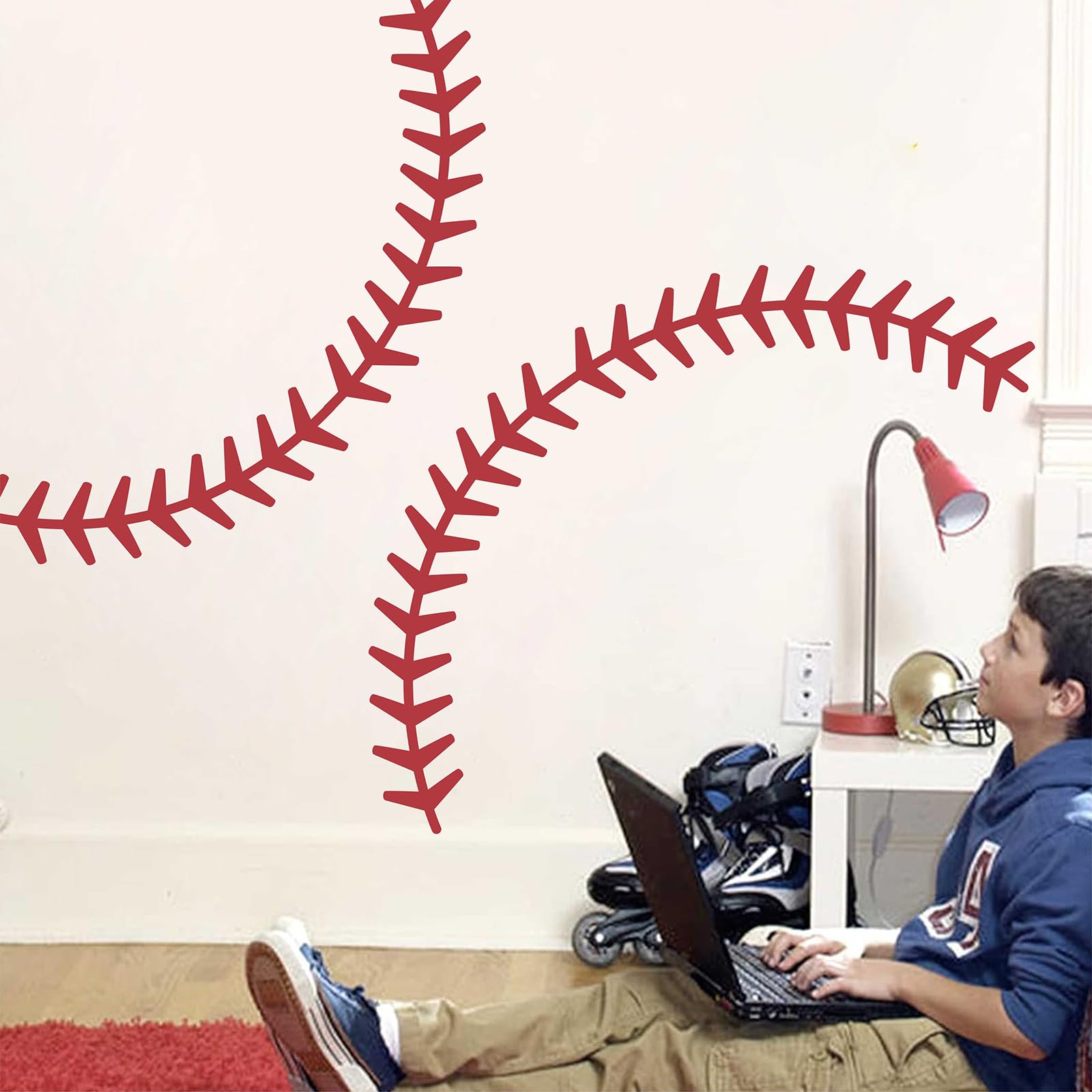 Extra Large Baseball Wall Decal Vinyl Baseball Stitches Wall Stickers Giant Baseball Lace Graphic Wall Decals Sport Art Mural Wa
