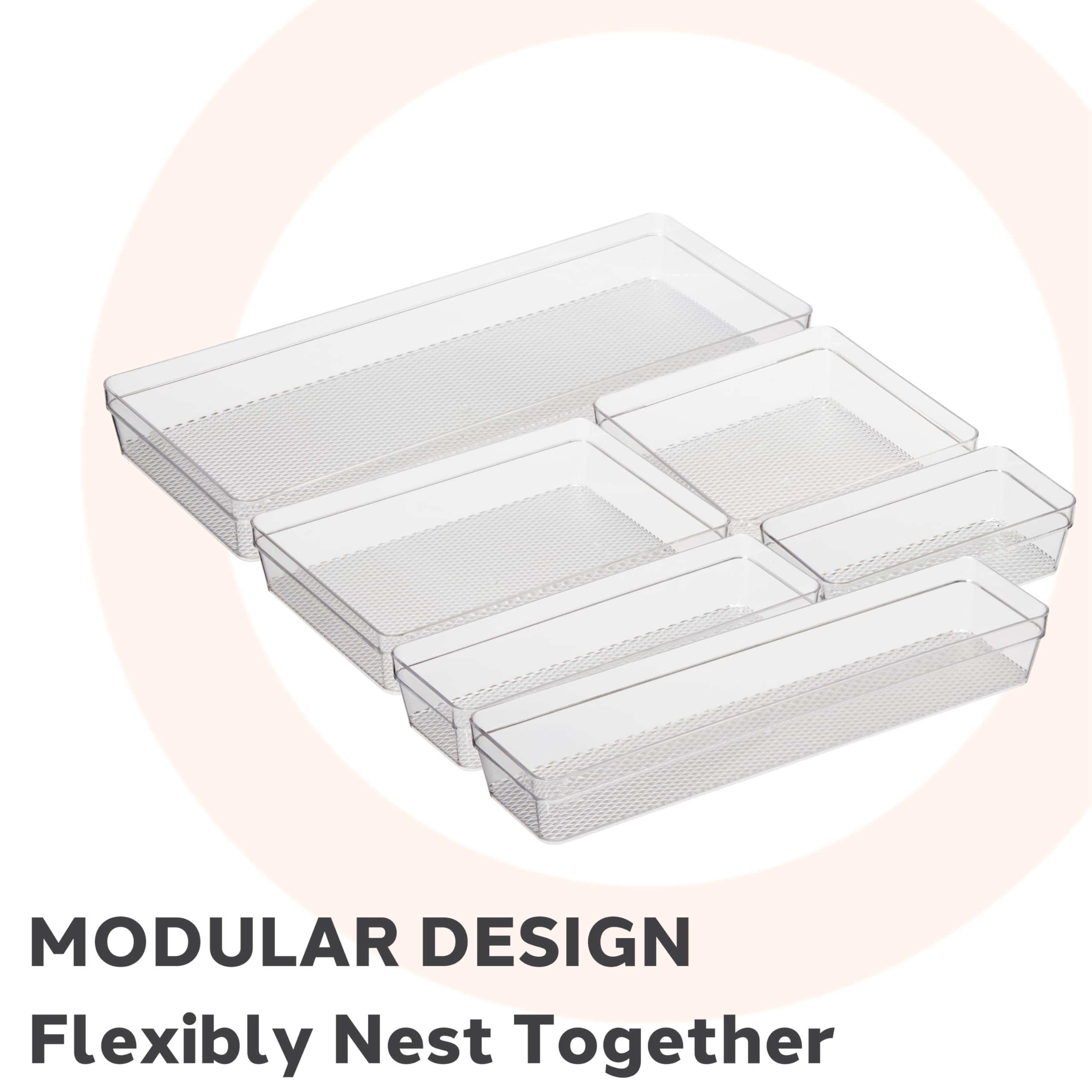 Oggi Clear Drawer Organizer - 6'' X 6.25''- Ideal For Organizing Kitchen Drawers, Office, Desk, Silverware, Kitchen Utensils, Co