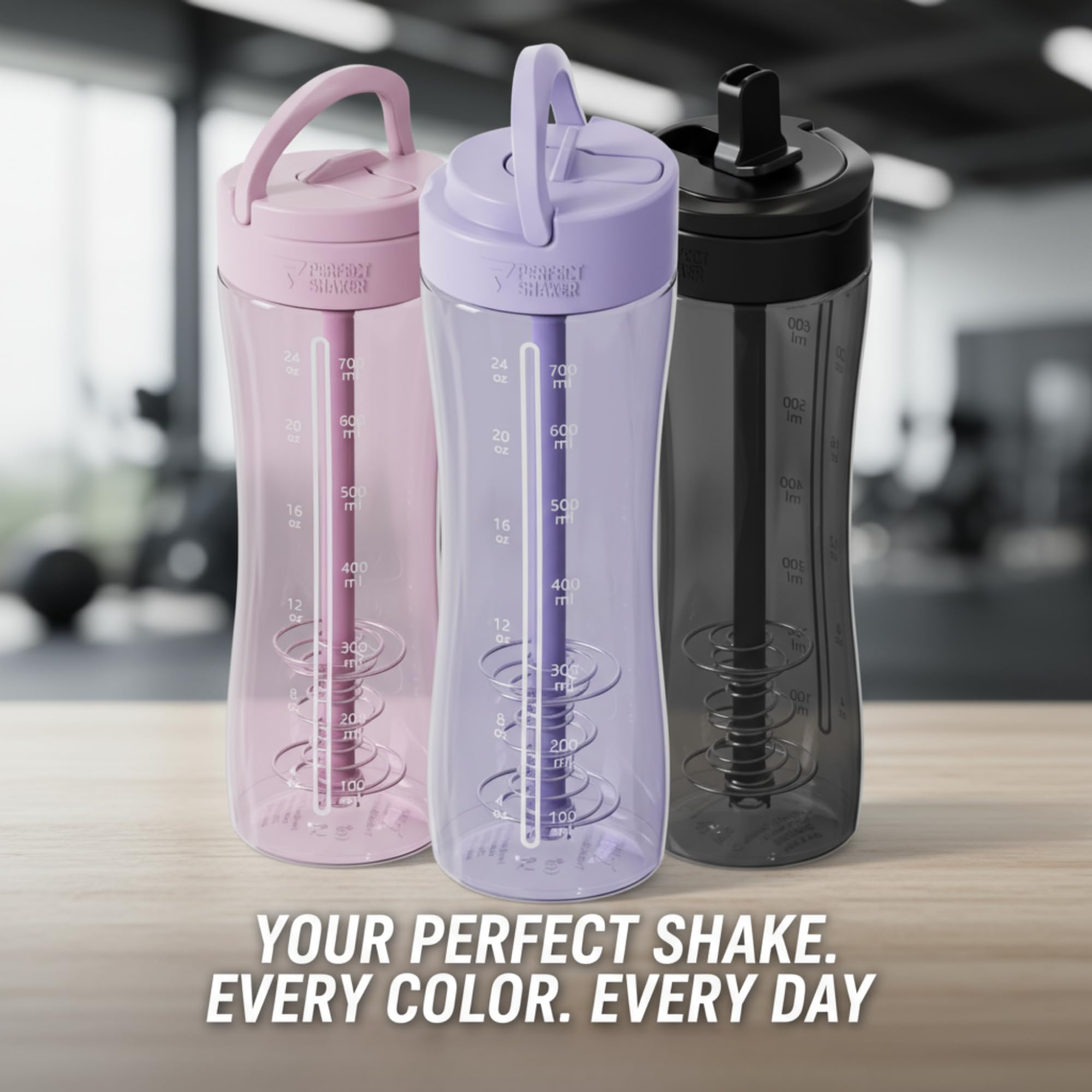 PerfectShaker Luma Series Shaker Bottle with Built-In Straw & Measurement Scale - 28oz - Leakproof, BPA-Free, Dishwasher Safe -
