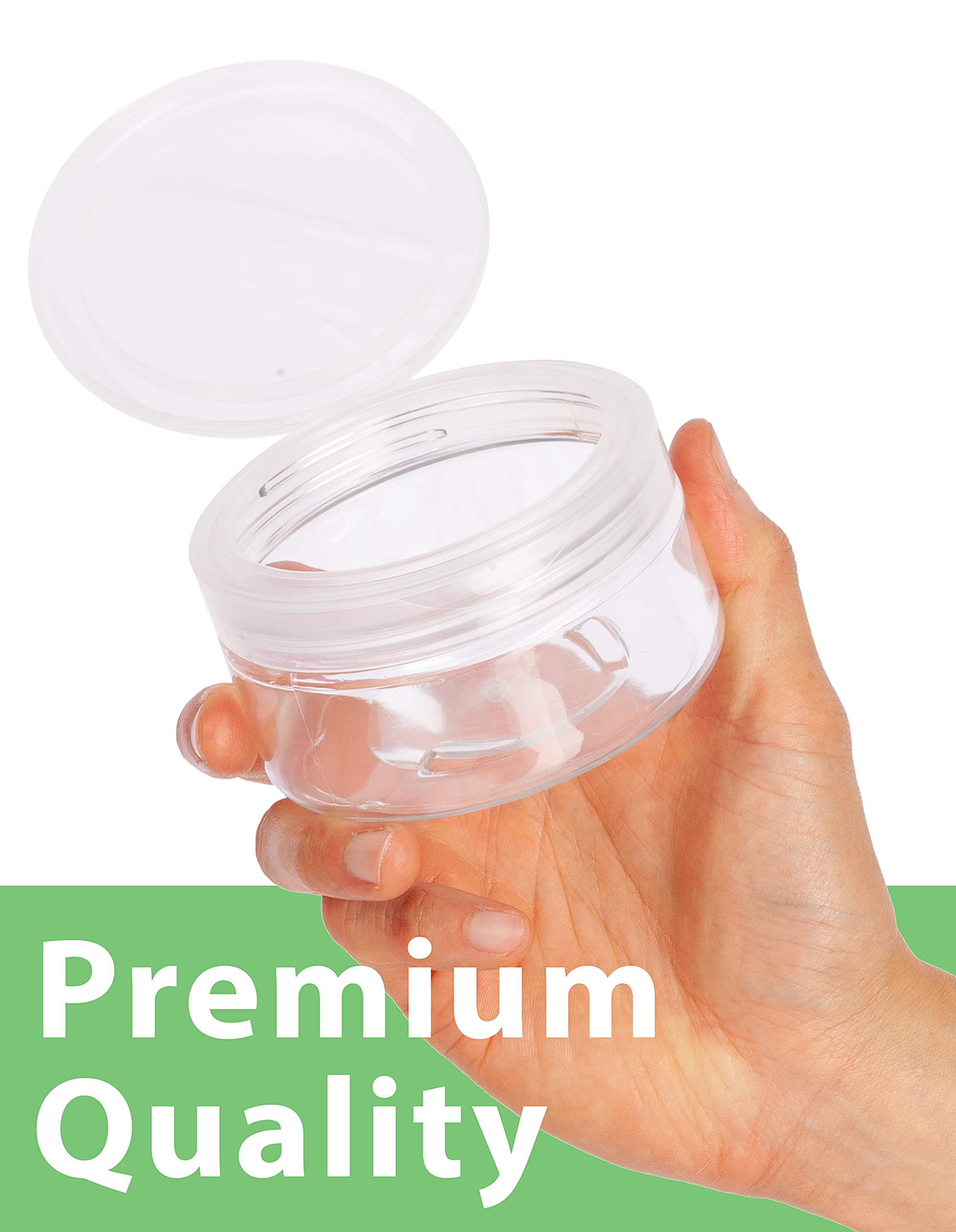Juvitus 8 Oz Clear Pet Plastic (Bpa Free) Refillable Low Profile Jar With Natural Flip Top (6 Pack)