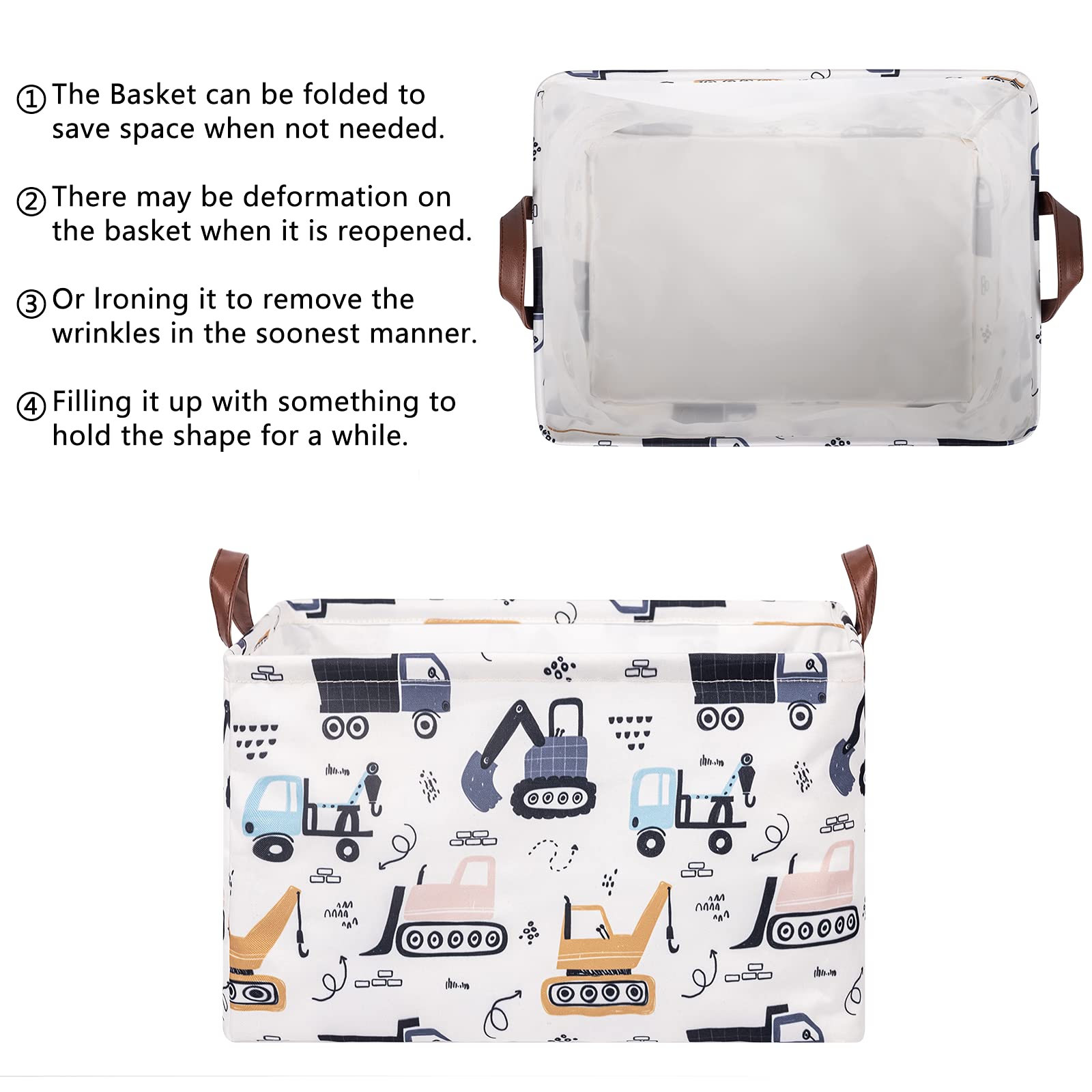 Llama Storage Bin Basket Collapsible with Leather Handles Waterproof Canvas Storage Cube Box for Closet Toys Clothes Nursery Room Gift Basket