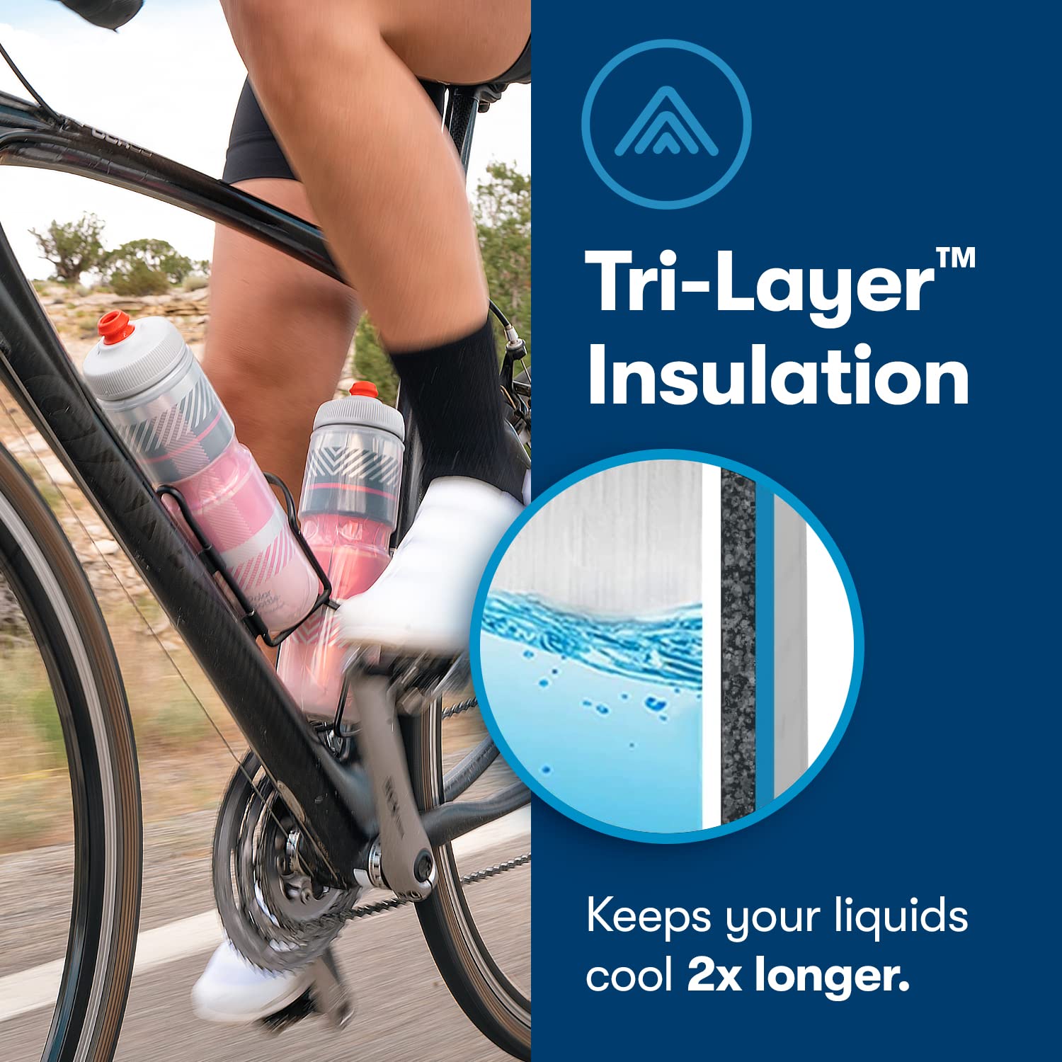 Polar Bottle Breakaway Insulated Water Bottle - BPA Free  Cycling & Sports Squeeze Bottle (Bolt - Charcoal & Silver  24 oz)