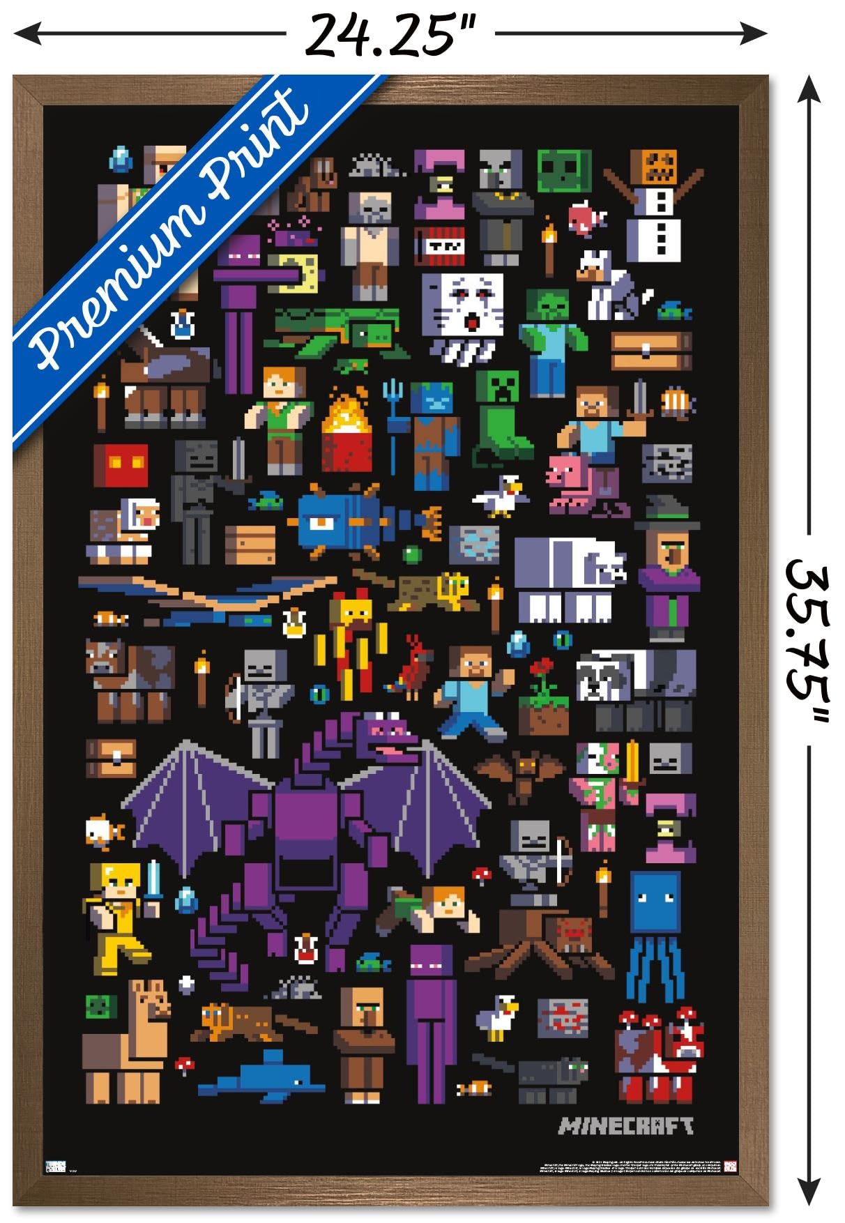 Trends International Minecraft - Mobbery Wall Poster, 22.375'' X 34'', Bronze Framed Version