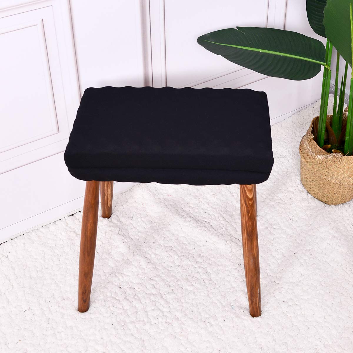 Baibu Non Slip Rectangle Bench Stool Cushion, Kitchen Counter Stool Covers Saddle Stool Seat Cushions With Elasticized Edge - On