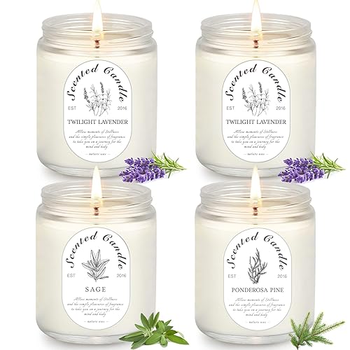 4 Pack Candles for Home Scented, Lavender Candle, Aromatherapy Jar Candles, 28 oz 200 Hour Long Lasting Candles, Scented Candles