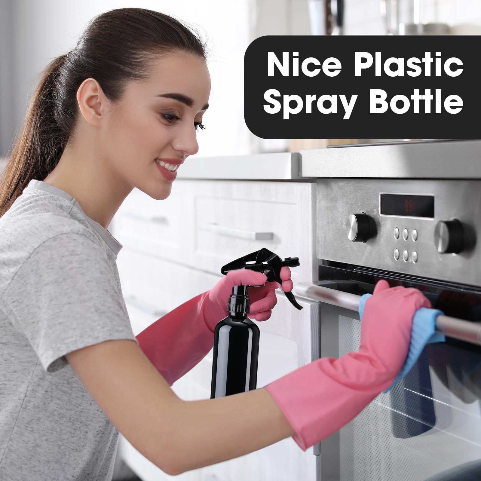 Eccliy 12 Pcs 16 Oz Plastic Spray Bottle, Adjustable Empty Reusable Sprayer For Cleaning, Planting, Water, Bathroom And Kitchen,