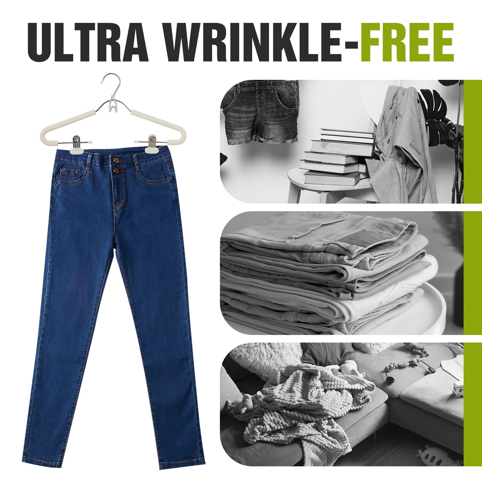 Spring Fever Foam Padded Clothes Hangers With Clips Hooks - Sponge Non Slip Chrome Plating Heavy Duty Space Saving For Women Men