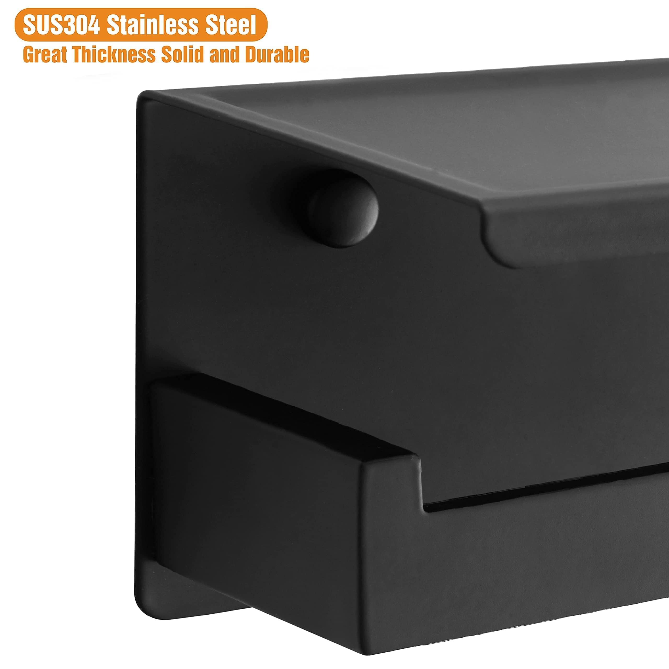 Hitslam Matte Black Toilet Paper Holder, Stick On Toilet Paper Roll Holder With Shelf, Self Adhesive Modern Toilet Paper Holder
