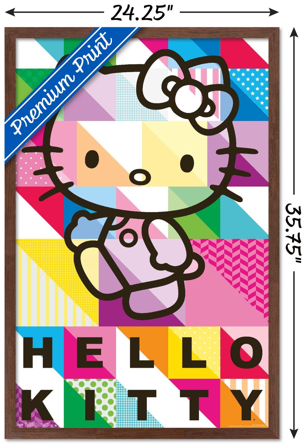 Trends International Hello Kitty - Patterns Wall Poster, 22.375'' X 34'', Mahogany Framed Version