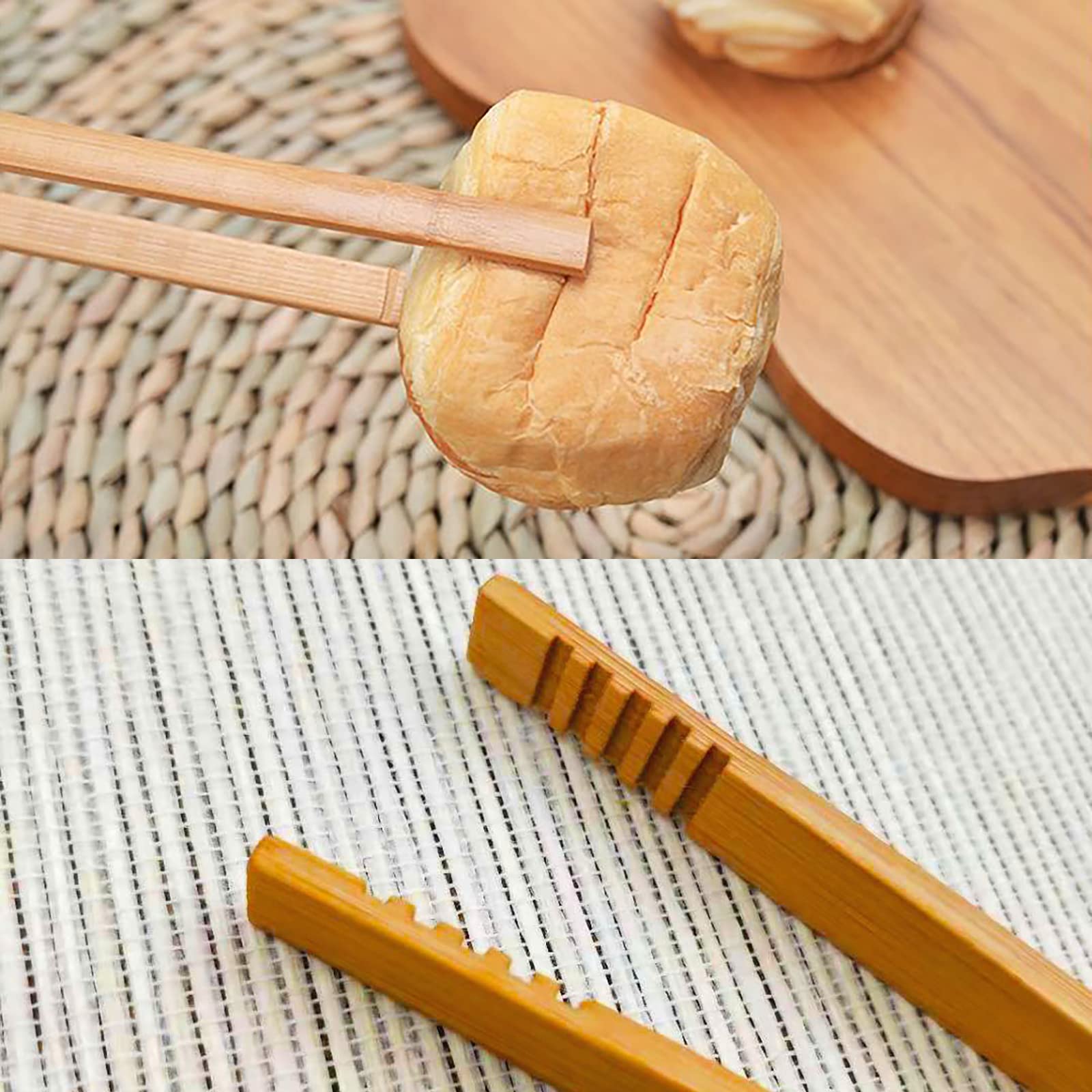 2 Pieces Natural Bamboo Toast Tongs, Toast Tongs, Bamboo Tongs,10.2 Inches Long Tongs With Anti-Slip Design,For Toaster,Fruits,