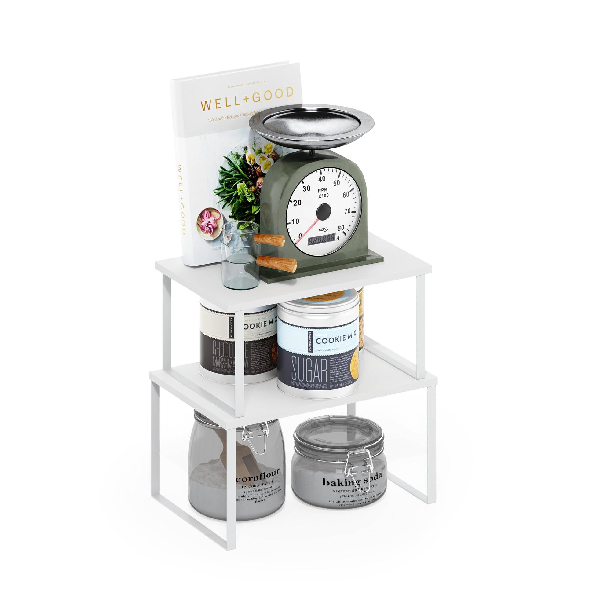 Furinno RAVEL Kitchen Countertop Organizer Set of 2, Nesting Counter Shelves, Kitchen Storage, Expandable, Stackable, Spice Rack