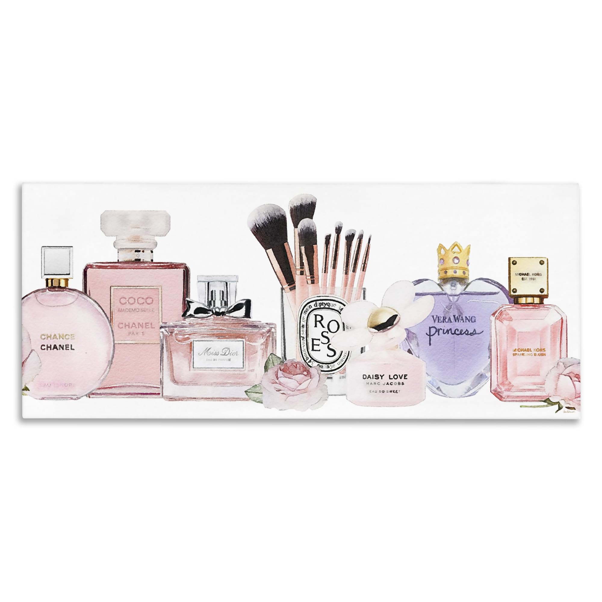 Stupell Industries Women'S Fashion Fragrance Glam Accessories, Design By Amanda Greenwood Wall Art, 10X24, Gallery Wrapped Canva