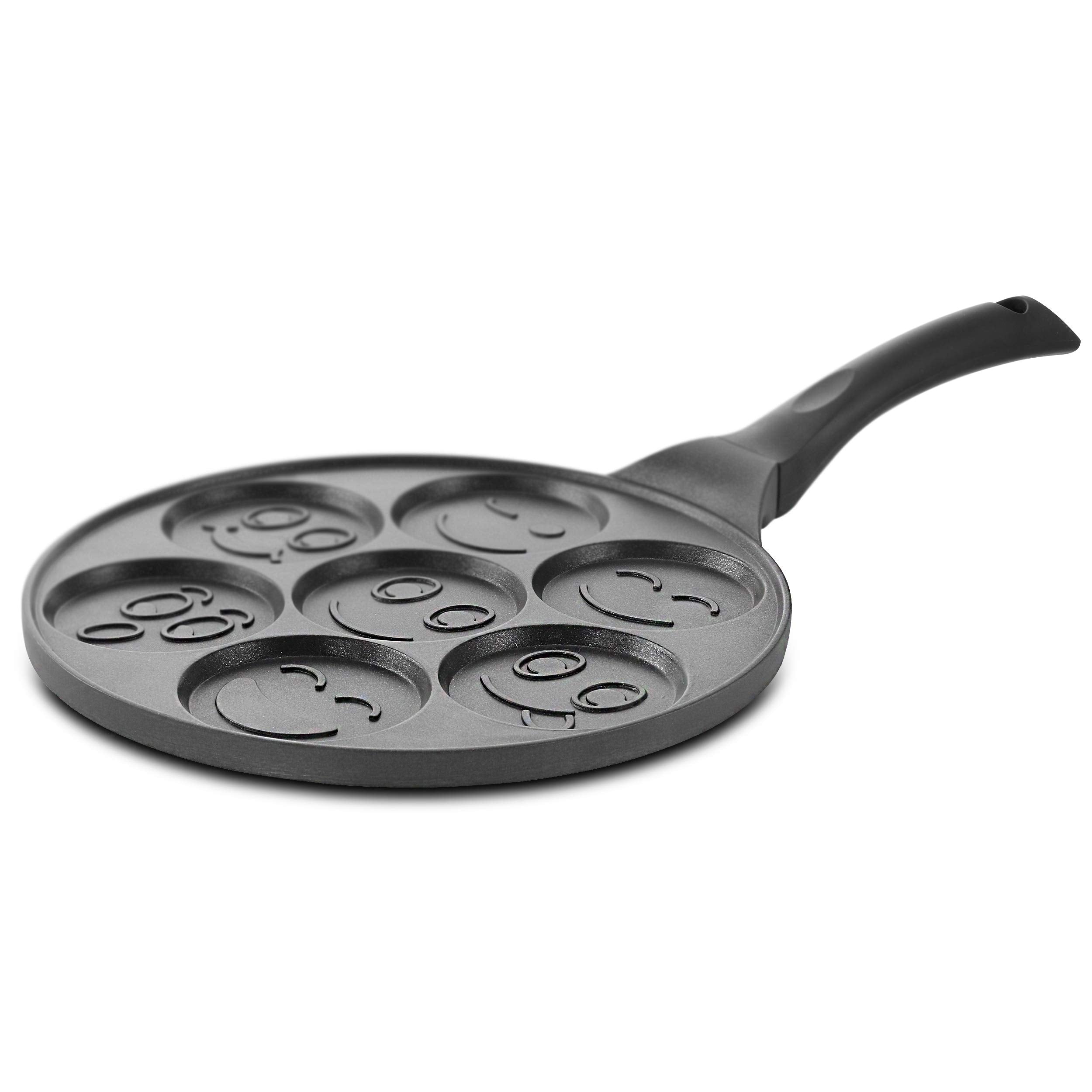 Megachef Happy Face Emoji 10.5 Inch Aluminum Nonstick Pancake Maker Pan With Cool Touch Handle