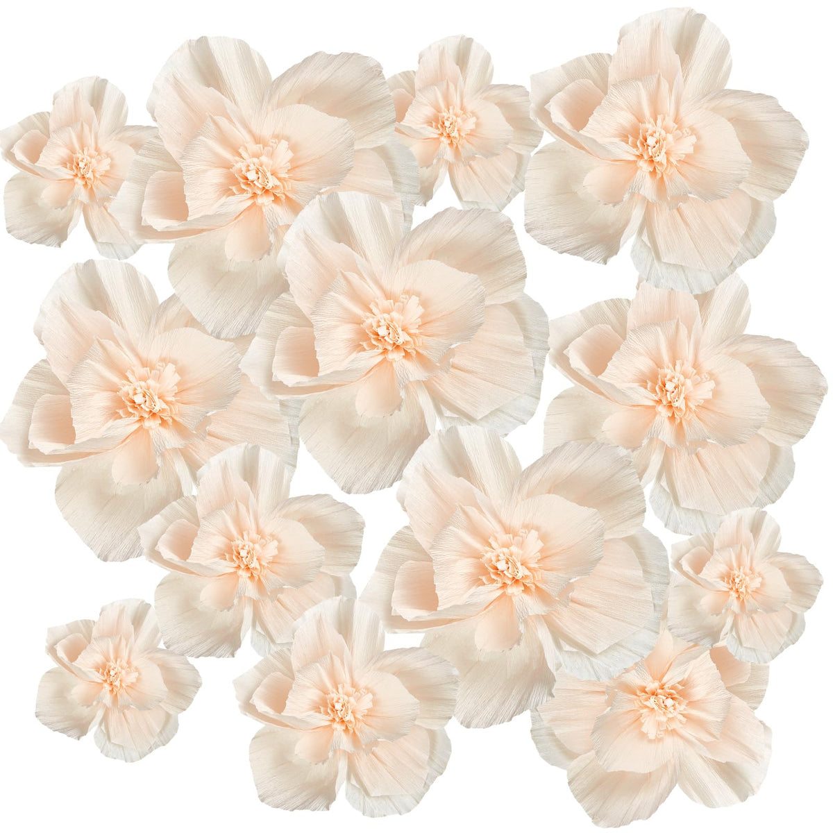 Cholemy 24 Pcs Tissue Paper Flowers, Crepe Paper Flowers Decorations For Wedding Party Baby Bridal Shower Nursery Wall Decor (Be
