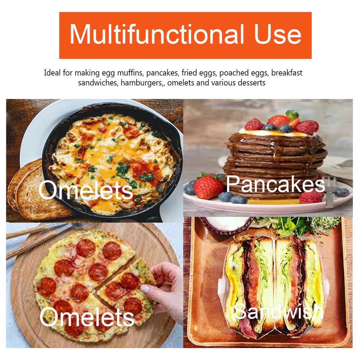 Pancake Mold Ring For Griddle,2 Packs 6 Inch Egg Pancake Mold Pancake Rings Omelette Mold Ring,Stainless Steel Sandwich Eggs Muf