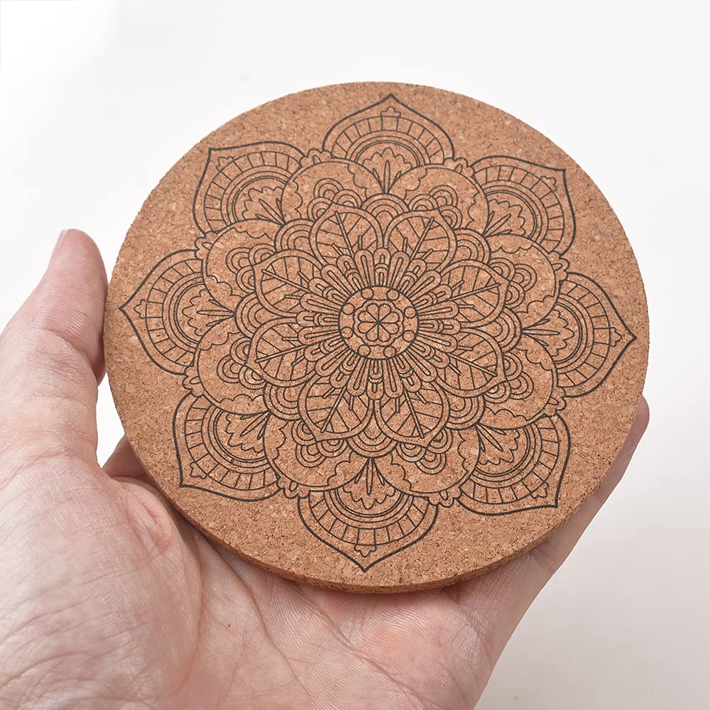 ionEgg Cork Coasters for Drinks Reusable Cup Coaster for Cold or Warm Drinks  Pack of 9 with Metal Holder