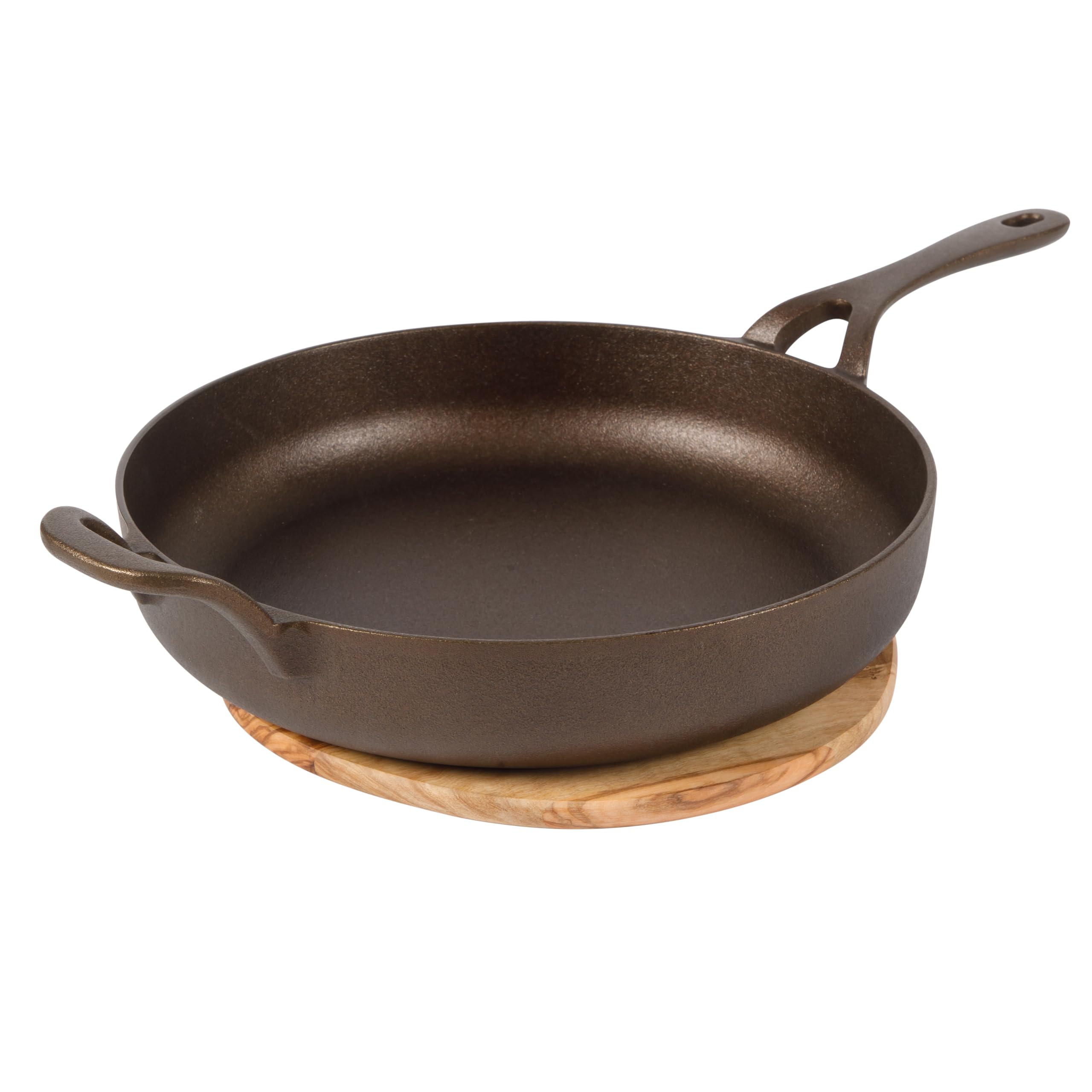 Bloomhouse - Two Time Oprahs Favorite Things Winner - Natural Bronze Finish 12 Cast Iron Skillet w/Long Handle, Helper Handle &